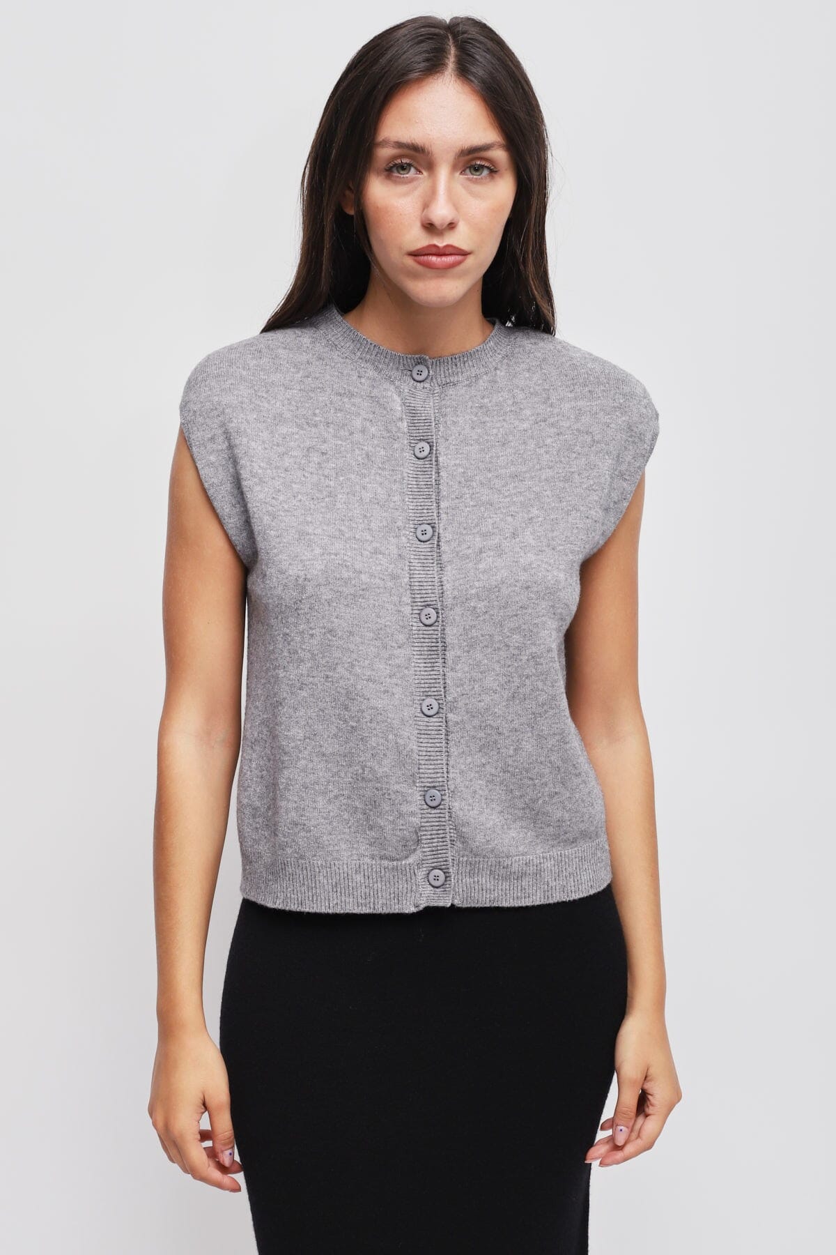 Maryley Knitted Vest With Padded Shoulders
