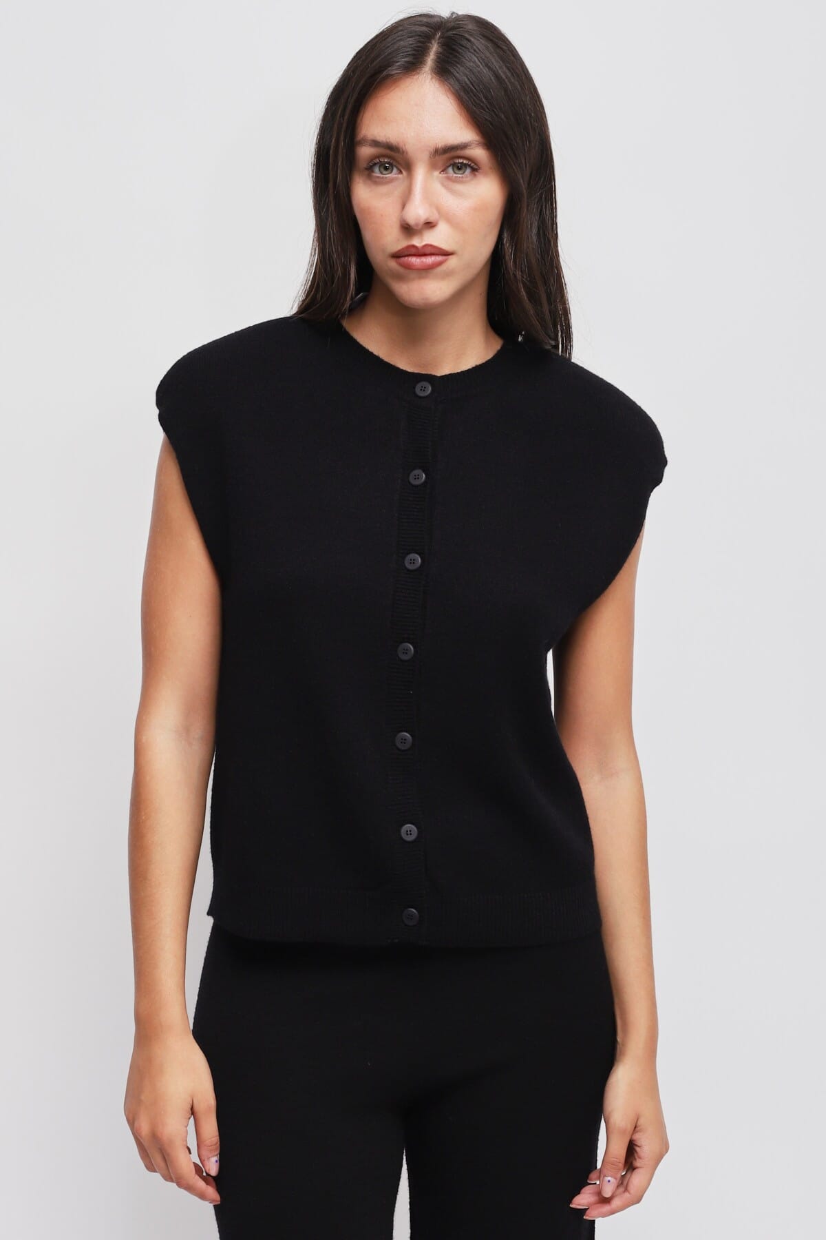 Maryley Knitted Vest With Padded Shoulders