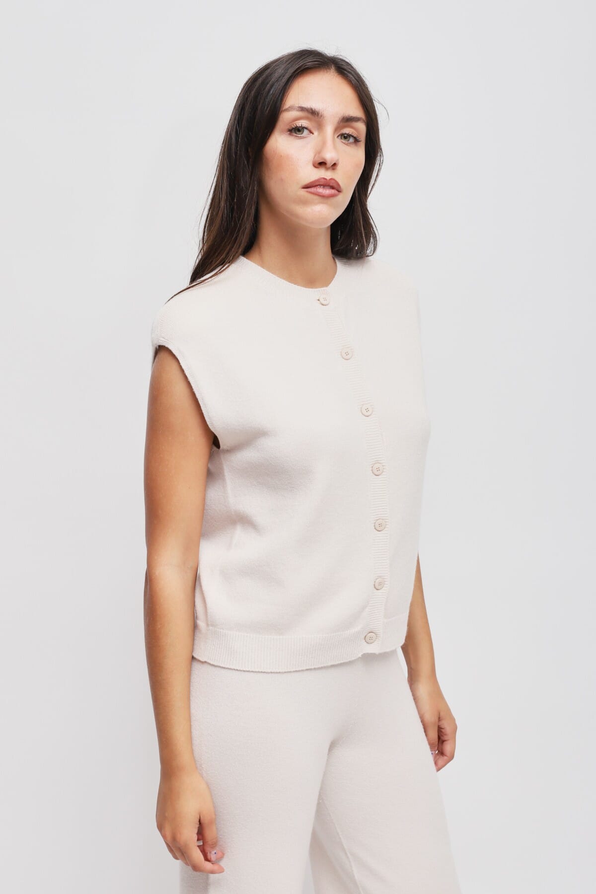 Maryley Knitted Vest With Padded Shoulders