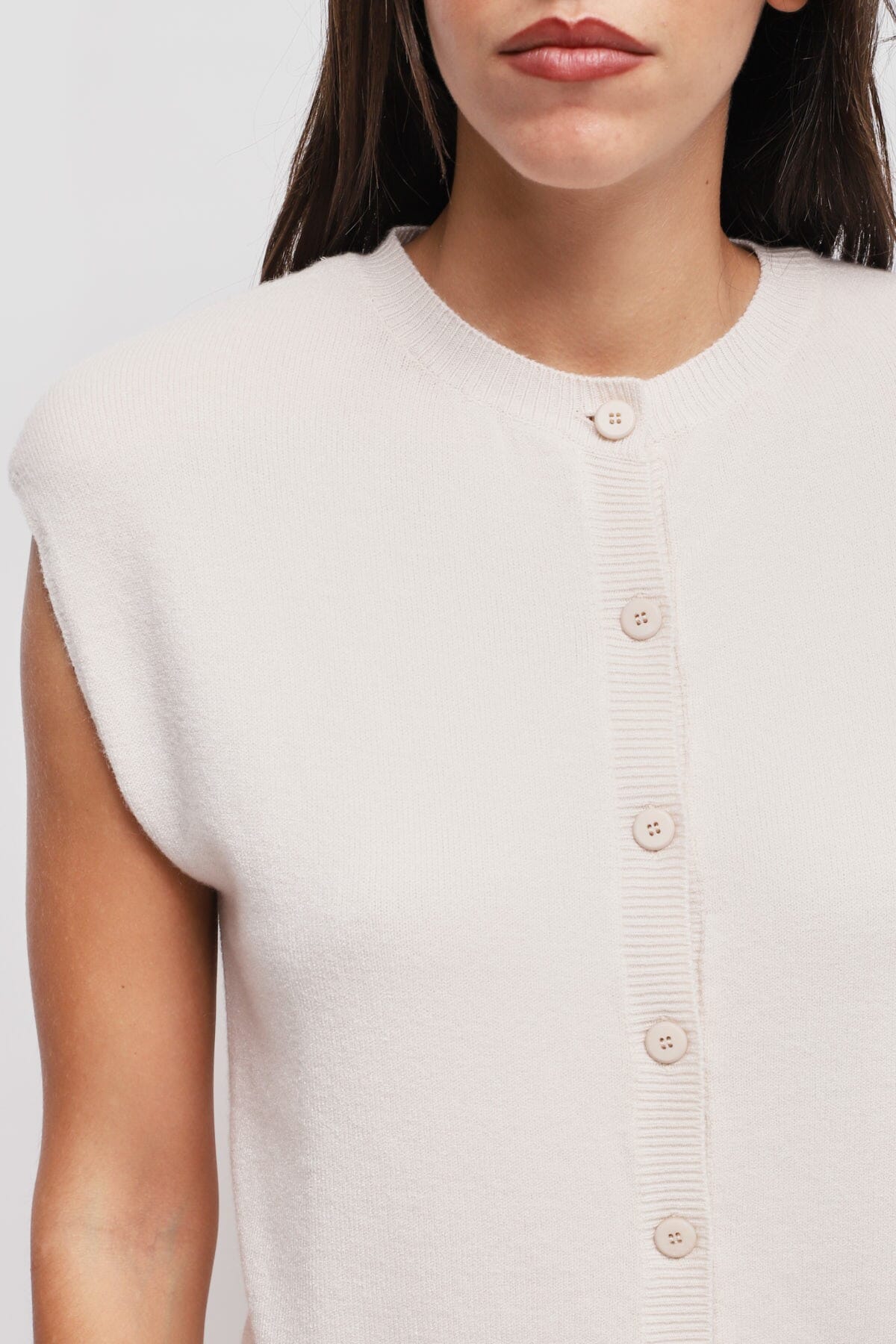 Maryley Knitted Vest With Padded Shoulders