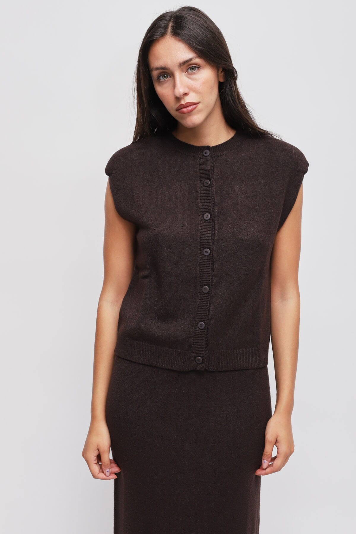 Maryley Knitted Vest With Padded Shoulders