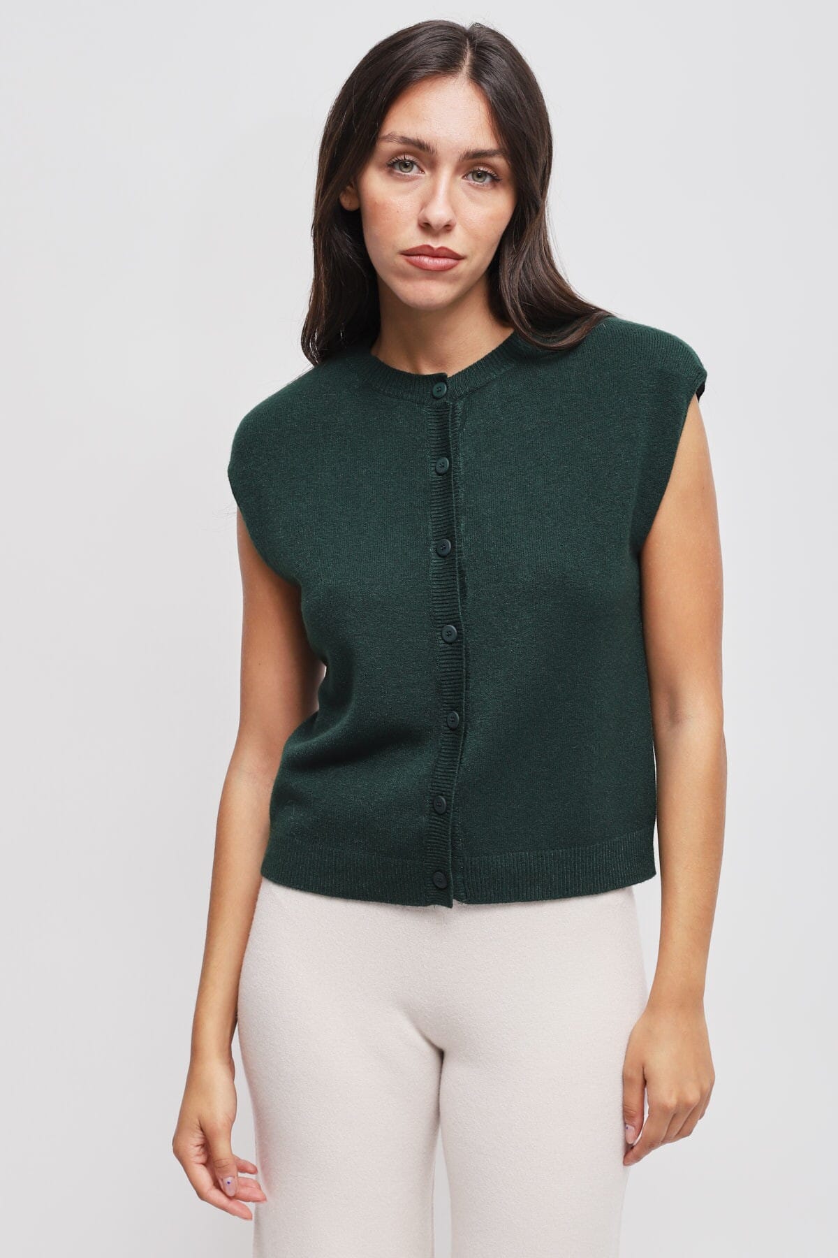 Maryley Knitted Vest With Padded Shoulders