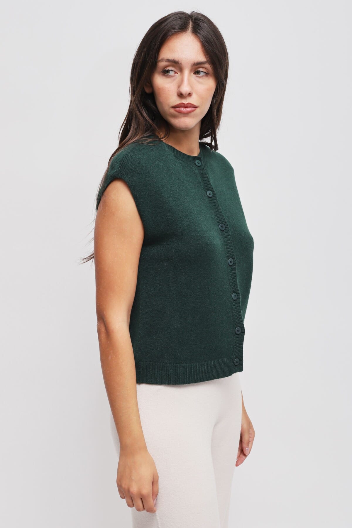 Maryley Knitted Vest With Padded Shoulders