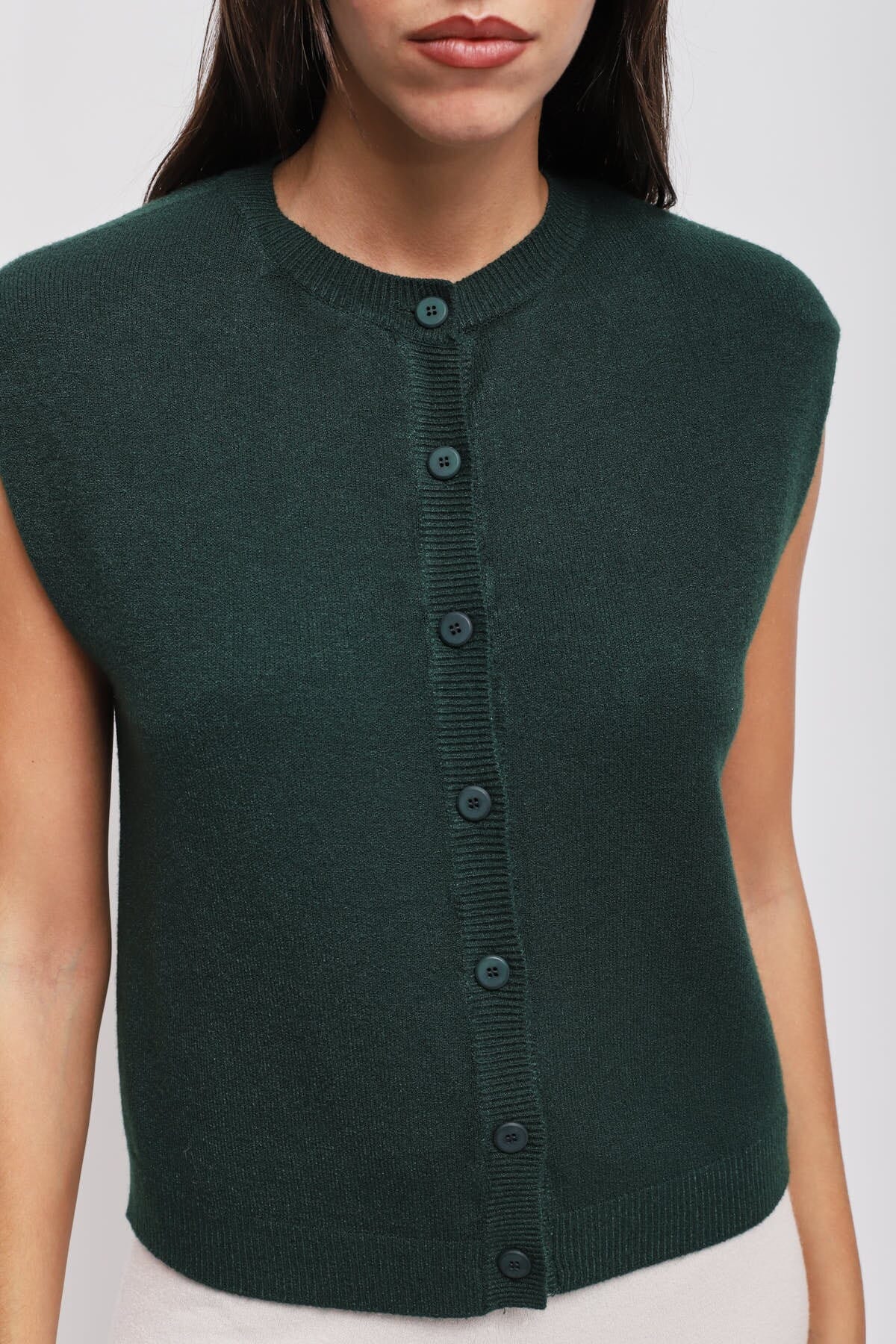 Maryley Knitted Vest With Padded Shoulders