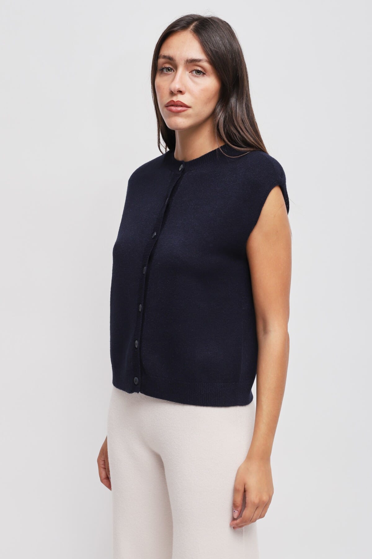 Maryley Knitted Vest With Padded Shoulders