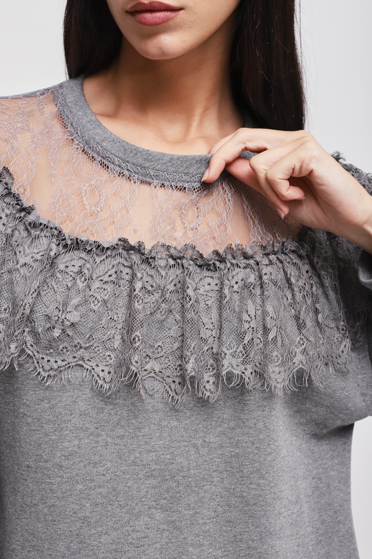 Maryley - Sweat à col en dentelle