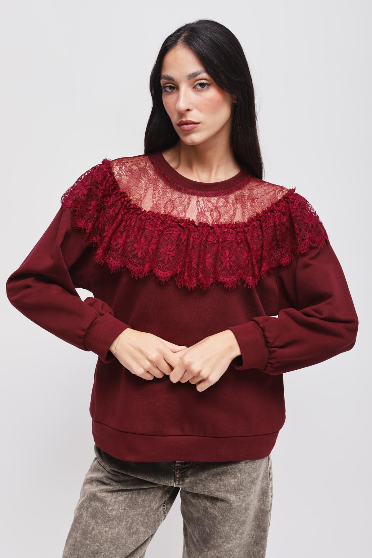 Maryley - Sweat à col en dentelle