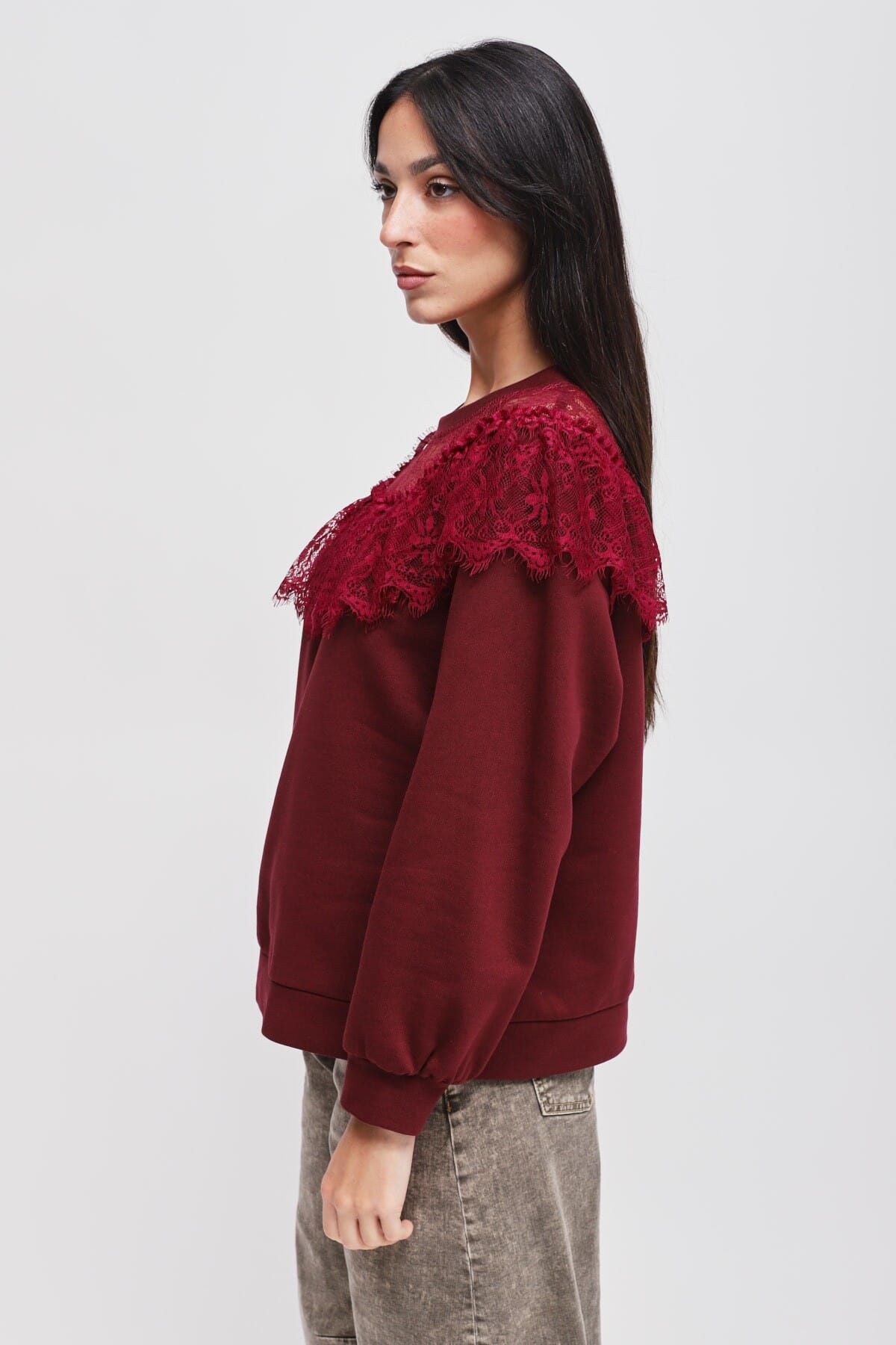 Maryley - Sweat à col en dentelle