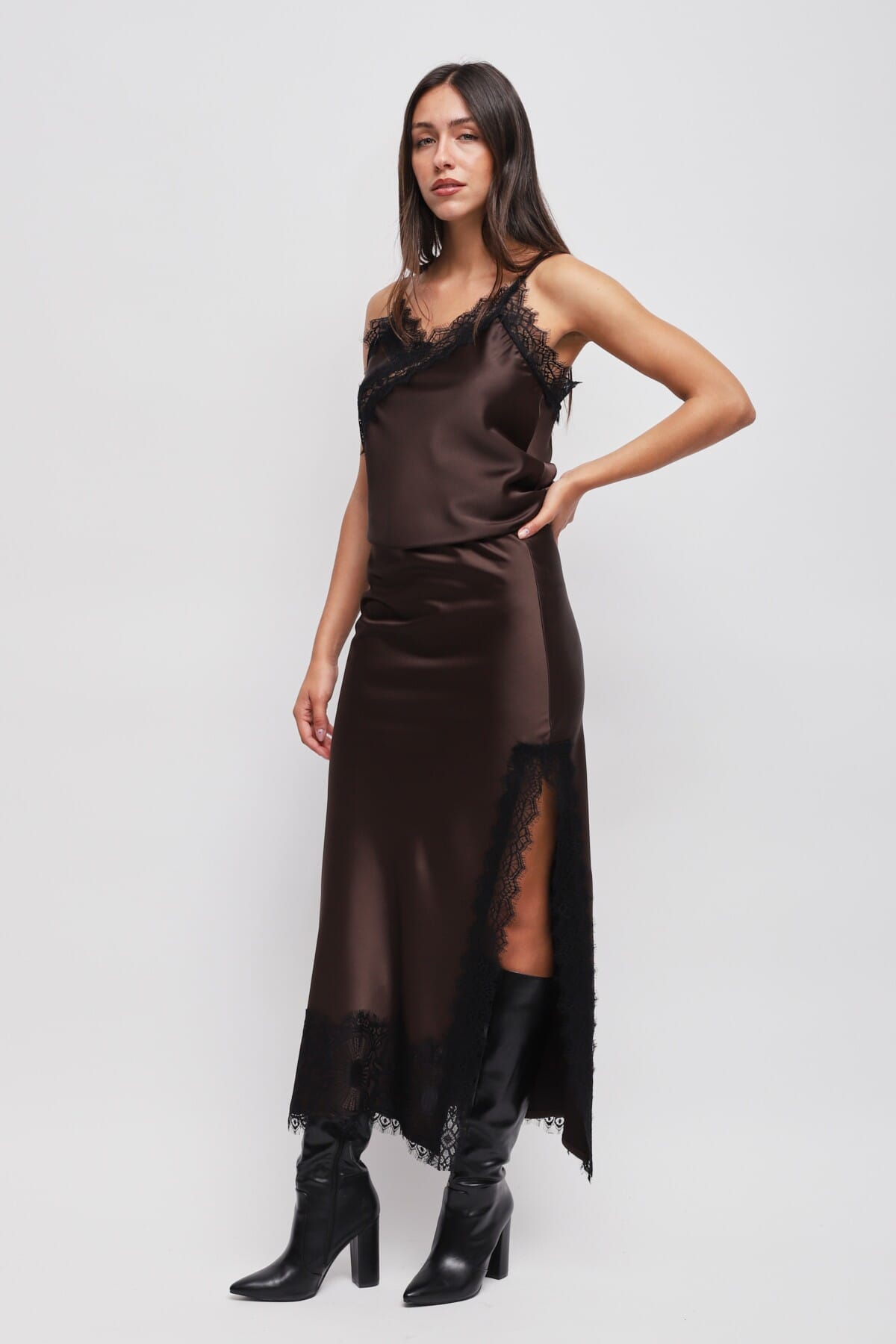 Gonna Lunga In Raso Con Pizzo Maryley