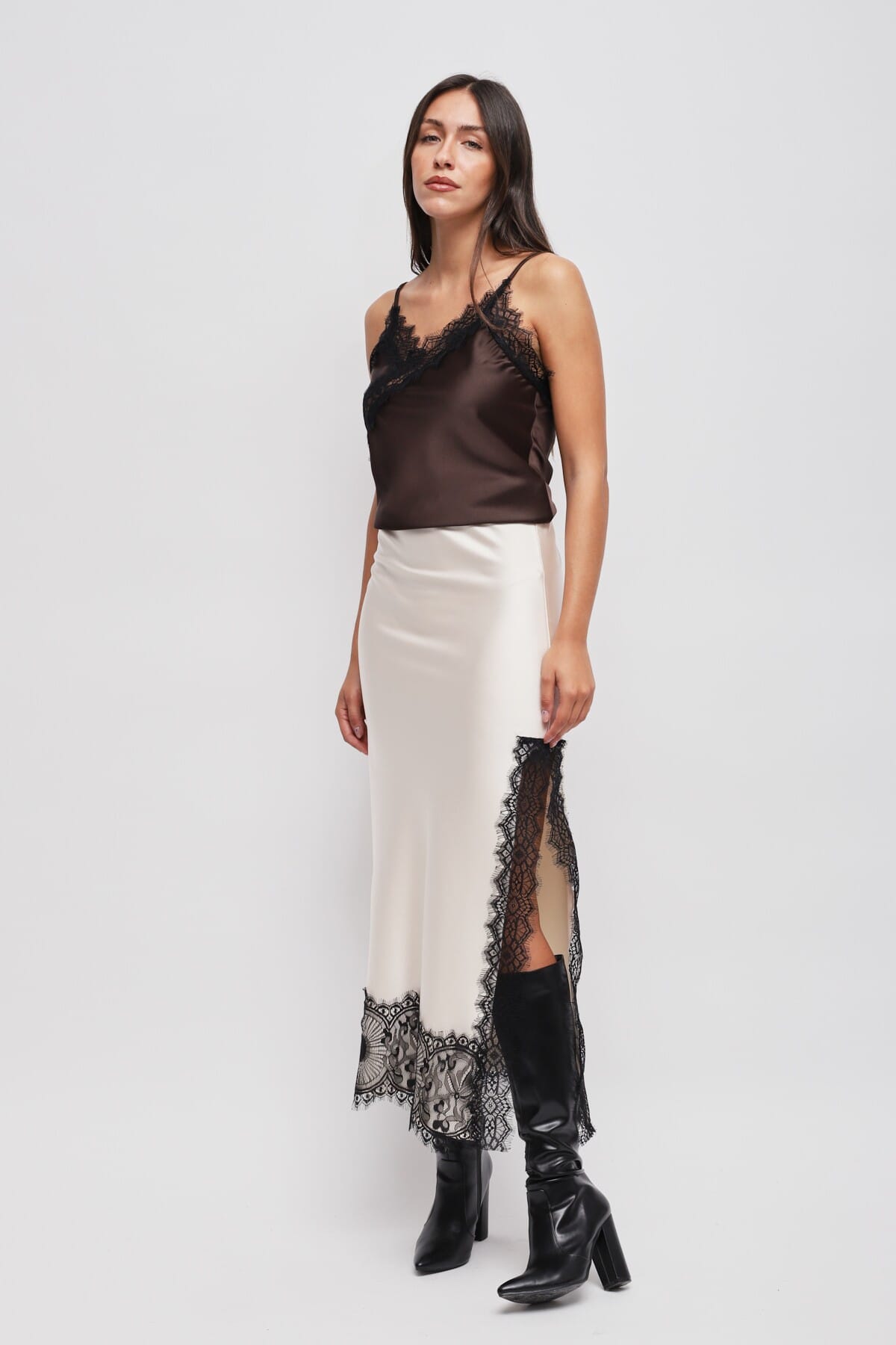 Gonna Lunga In Raso Con Pizzo Maryley