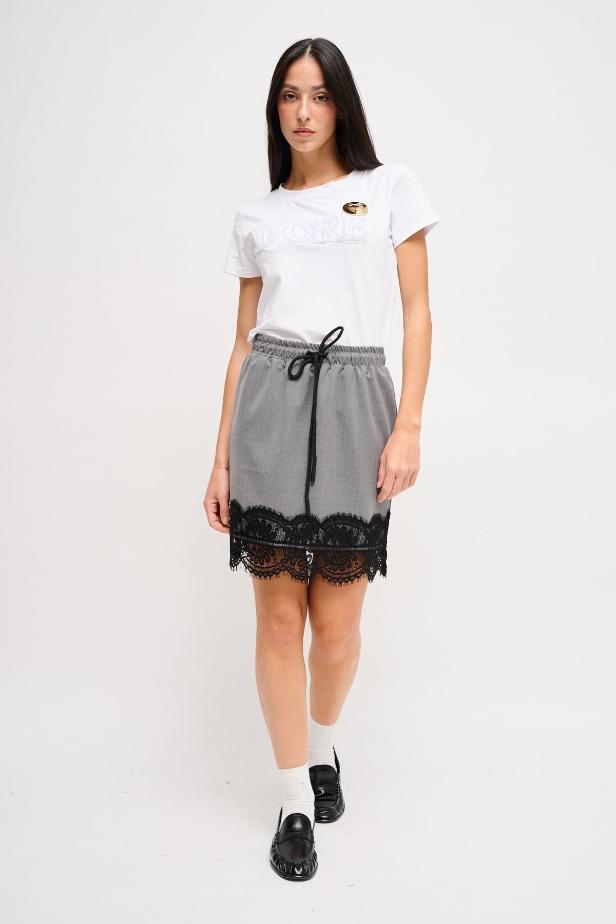 Minigonna Con Coulisse E Pizzo Maryley