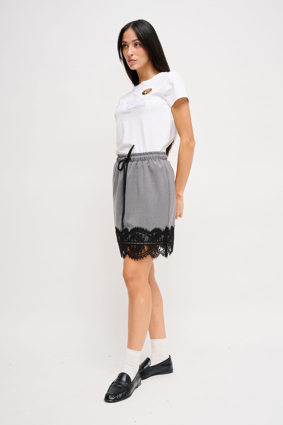 Minigonna Con Coulisse E Pizzo Maryley