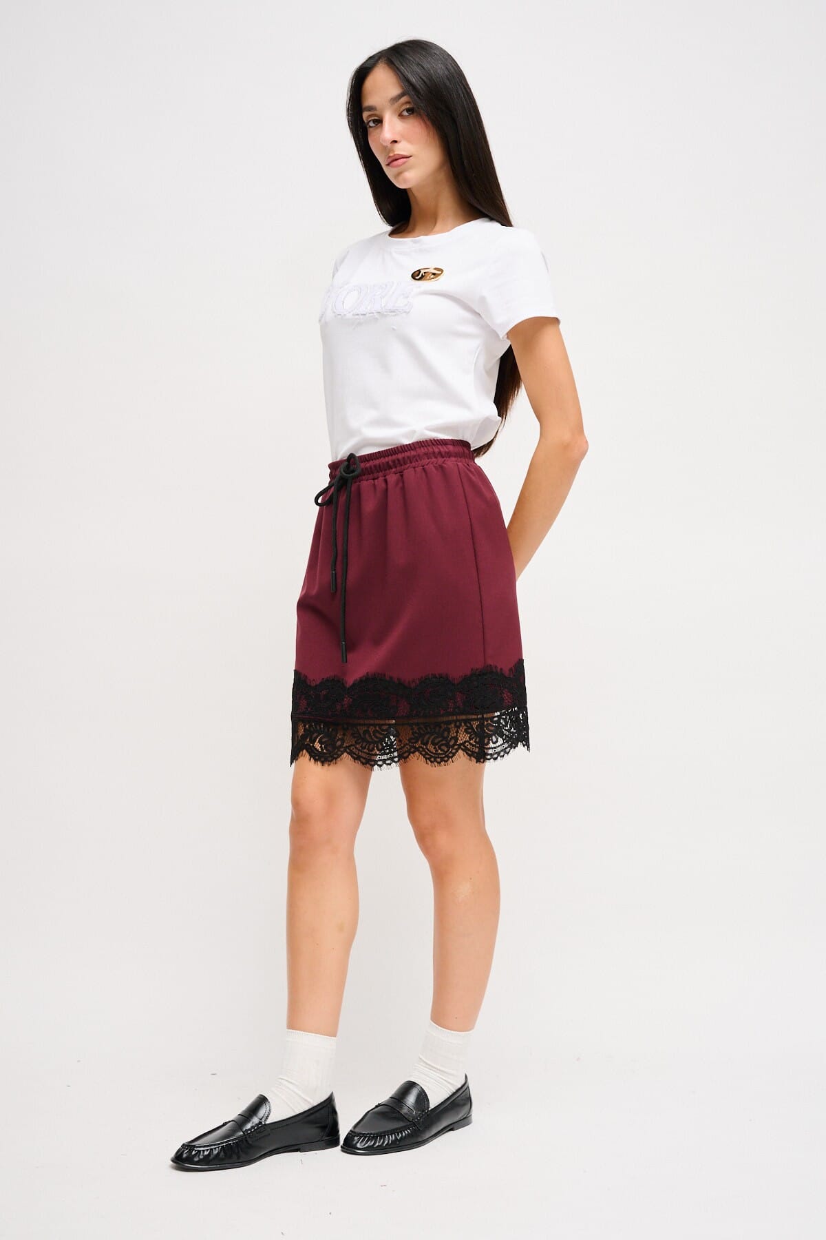 Minigonna Con Coulisse E Pizzo Maryley