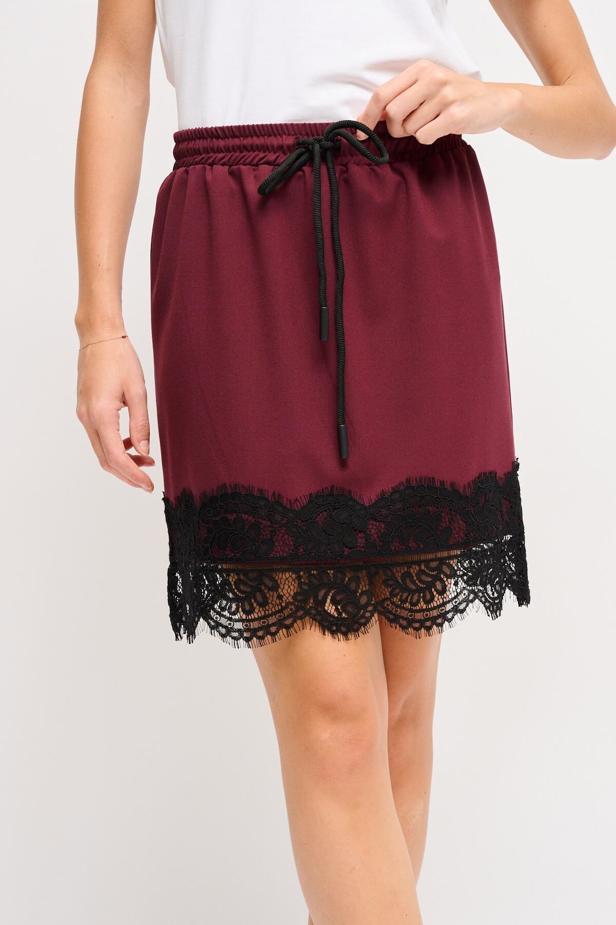 Minigonna Con Coulisse E Pizzo Maryley