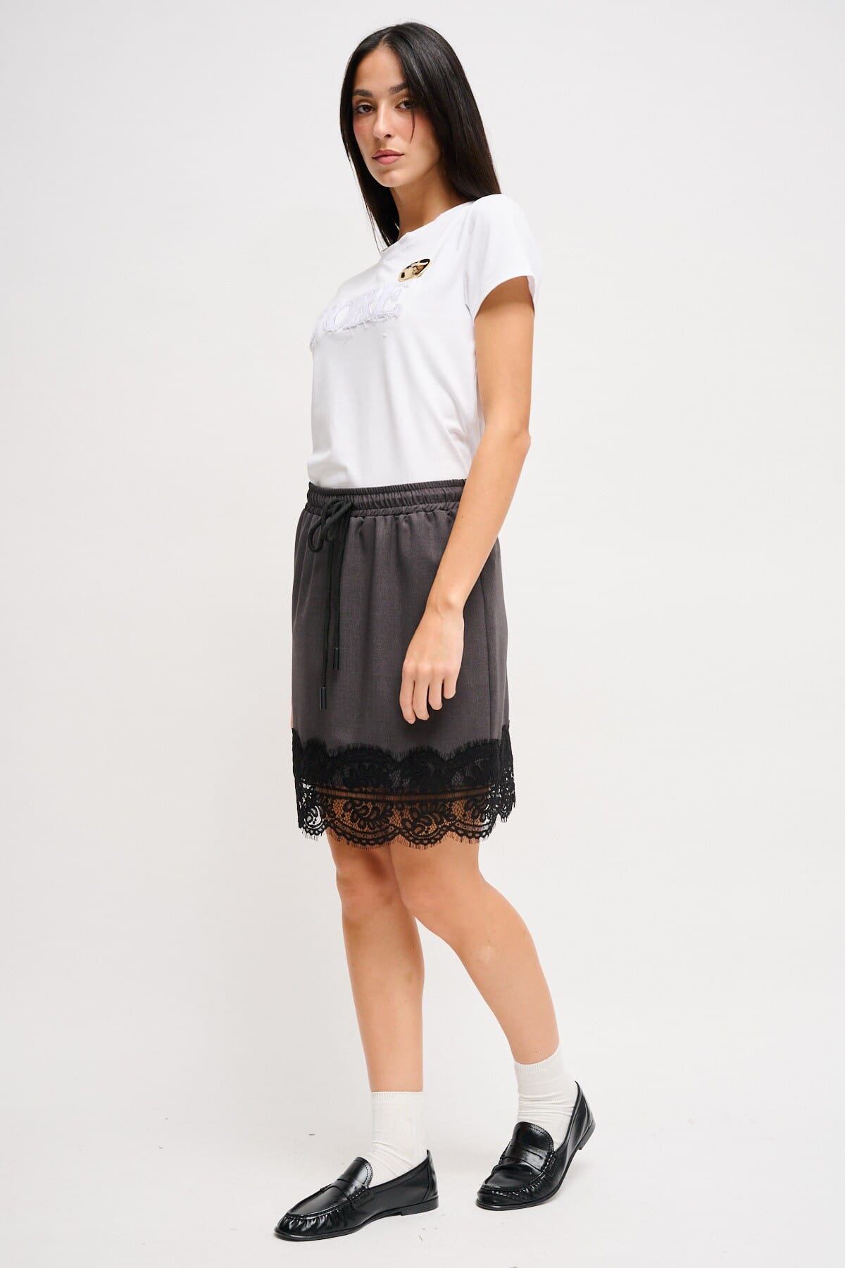 Minigonna Con Coulisse E Pizzo Maryley