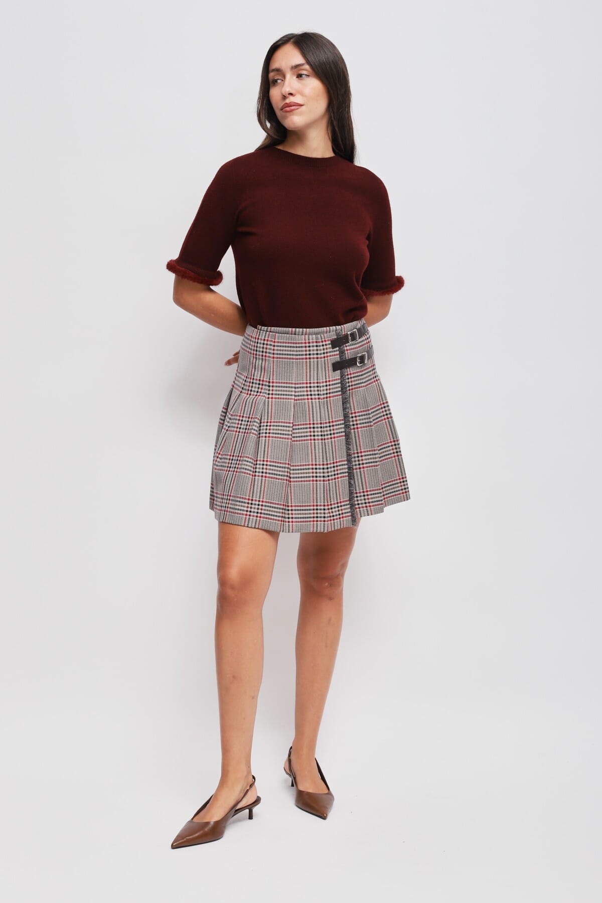 Jupe à carreaux avec bretelles Maryley
