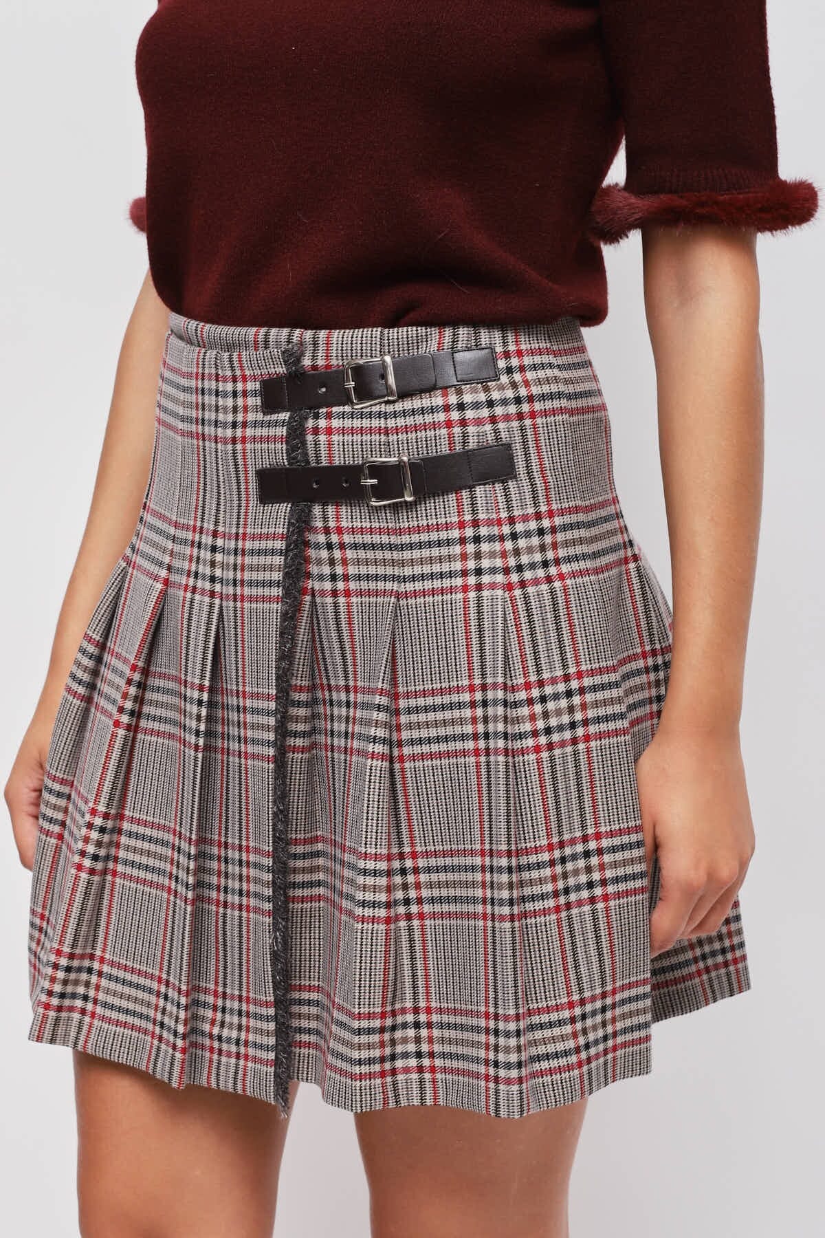 Jupe à carreaux avec bretelles Maryley