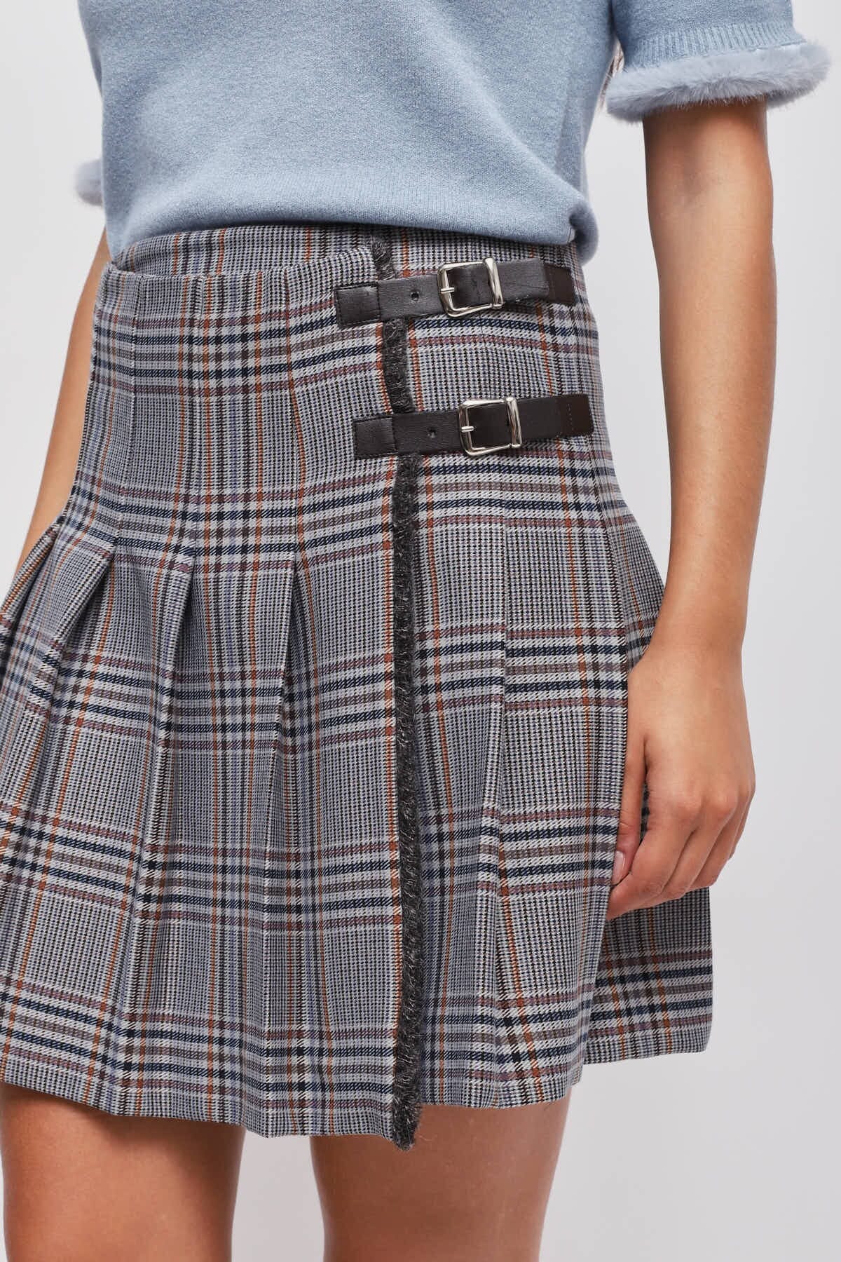 Jupe à carreaux avec bretelles Maryley
