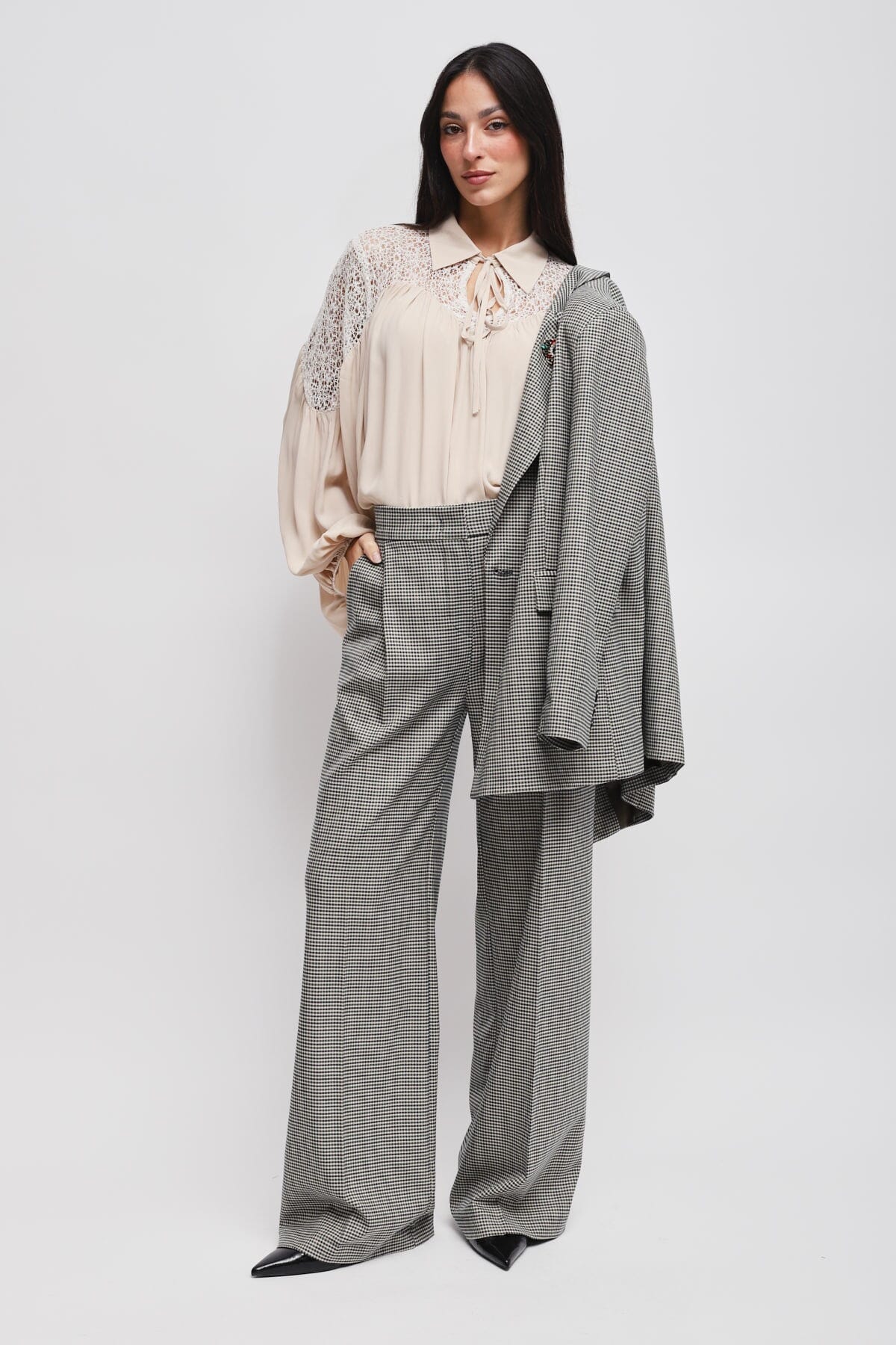 Pantaloni A Palazzo Pied De Poule Maryley