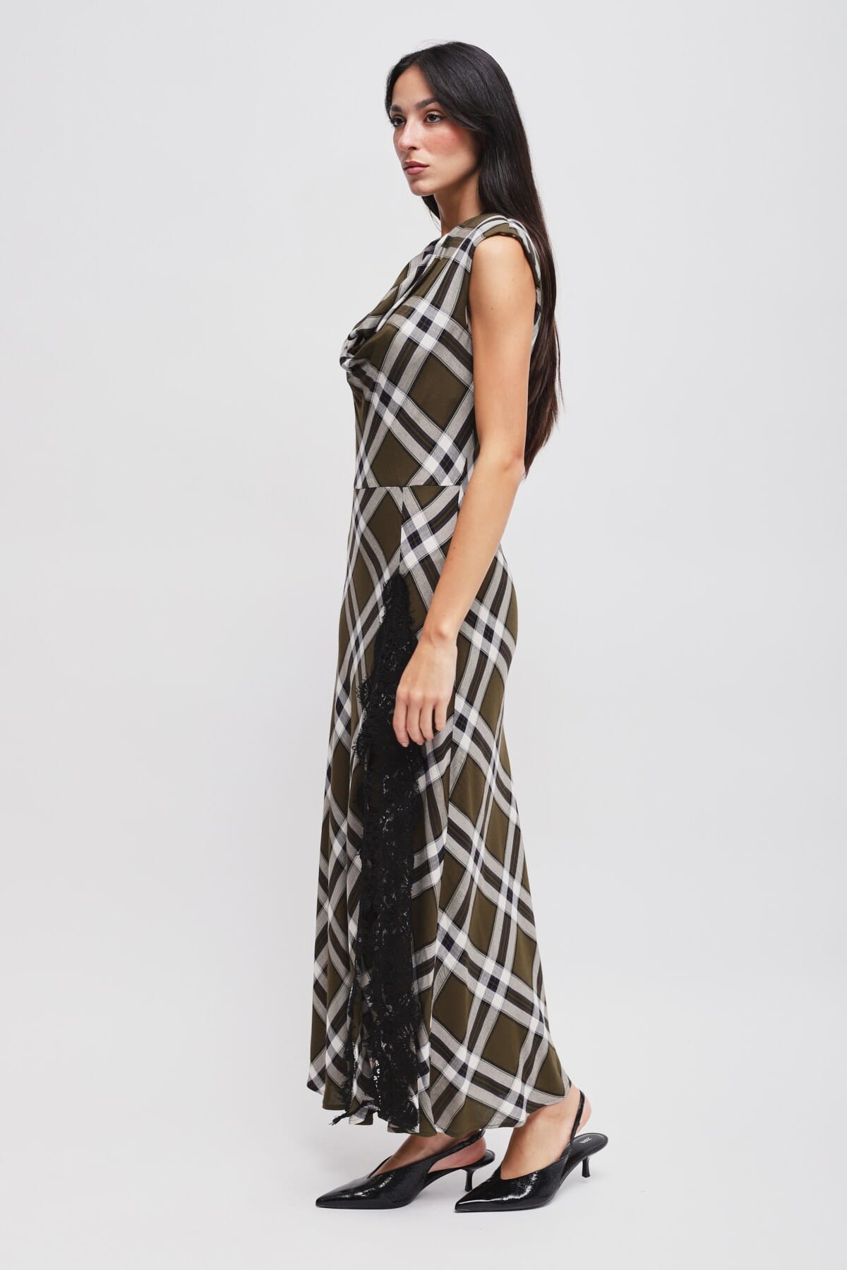 Abito Check Con Scollo Drappeggiato Maryley