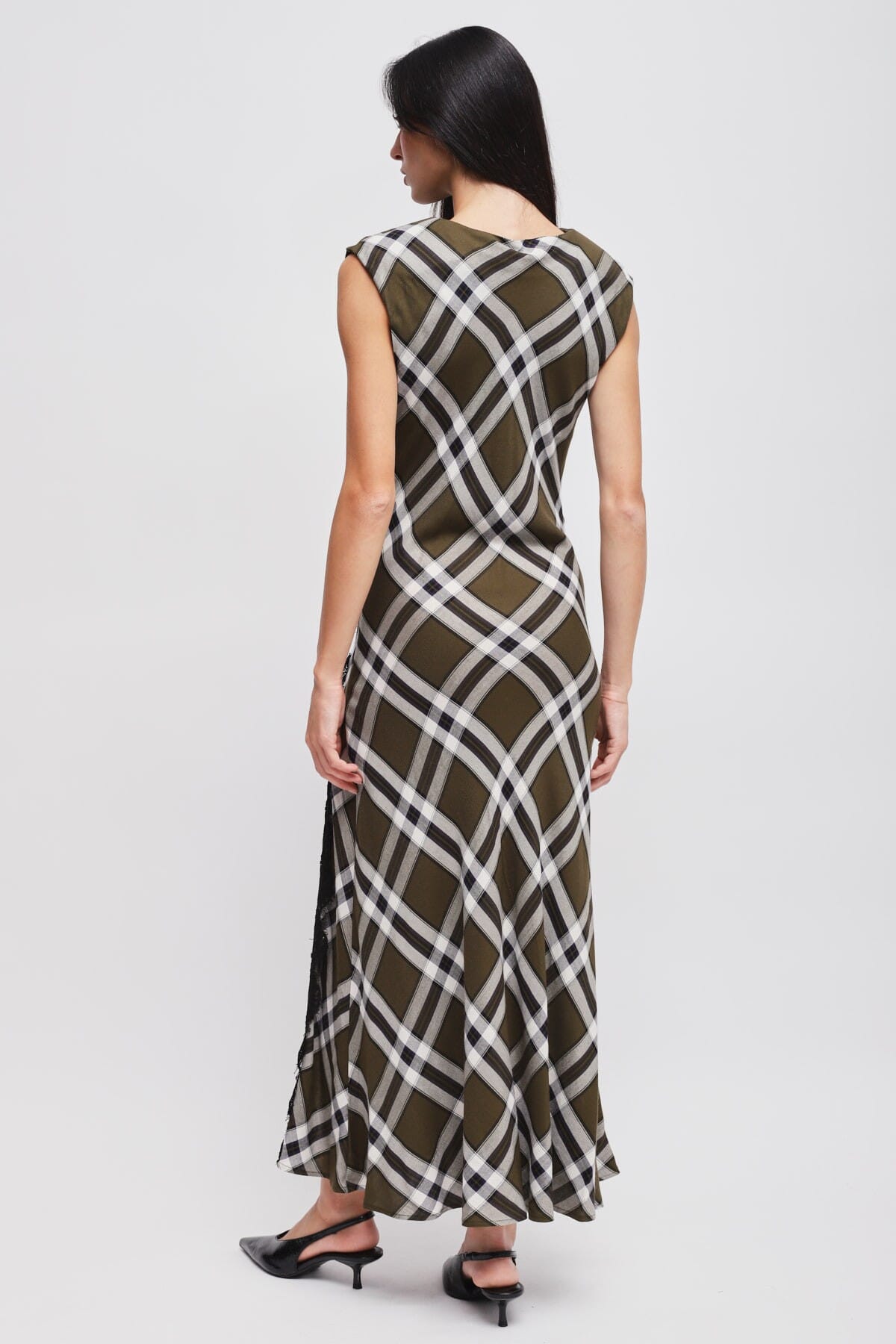 Abito Check Con Scollo Drappeggiato Maryley