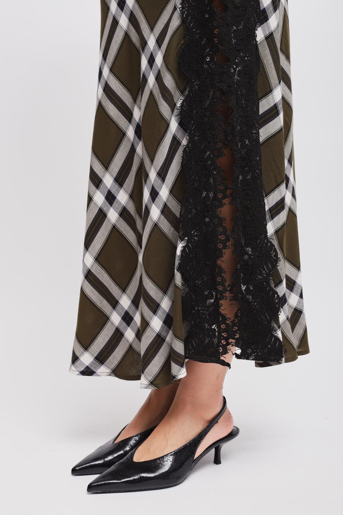 Abito Check Con Scollo Drappeggiato Maryley