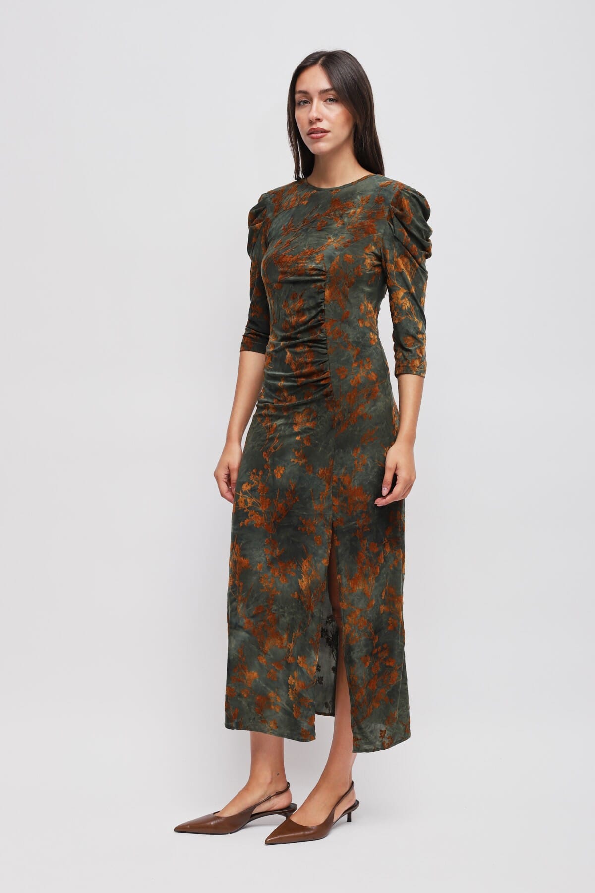 Abito Lungo In Velluto A Fantasia Maryley