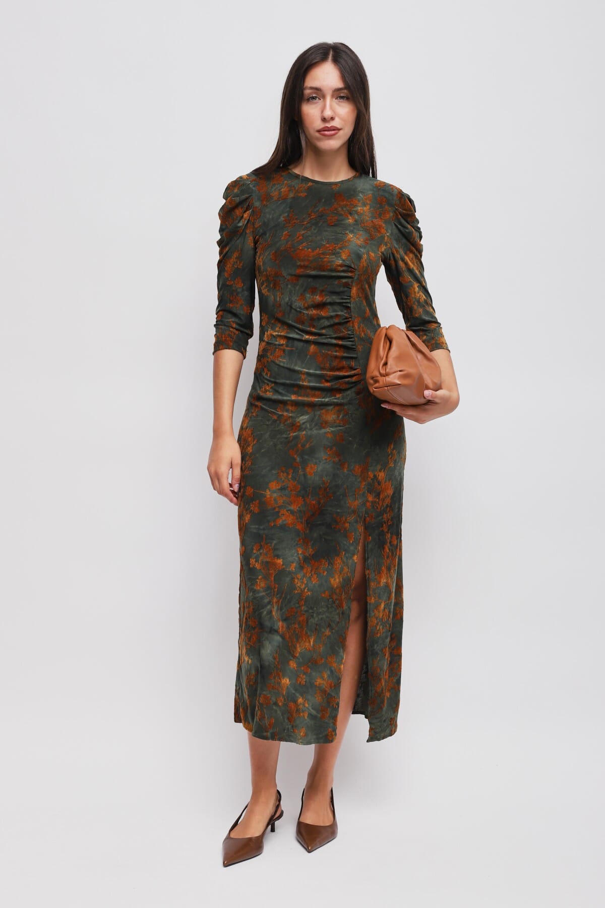 Abito Lungo In Velluto A Fantasia Maryley