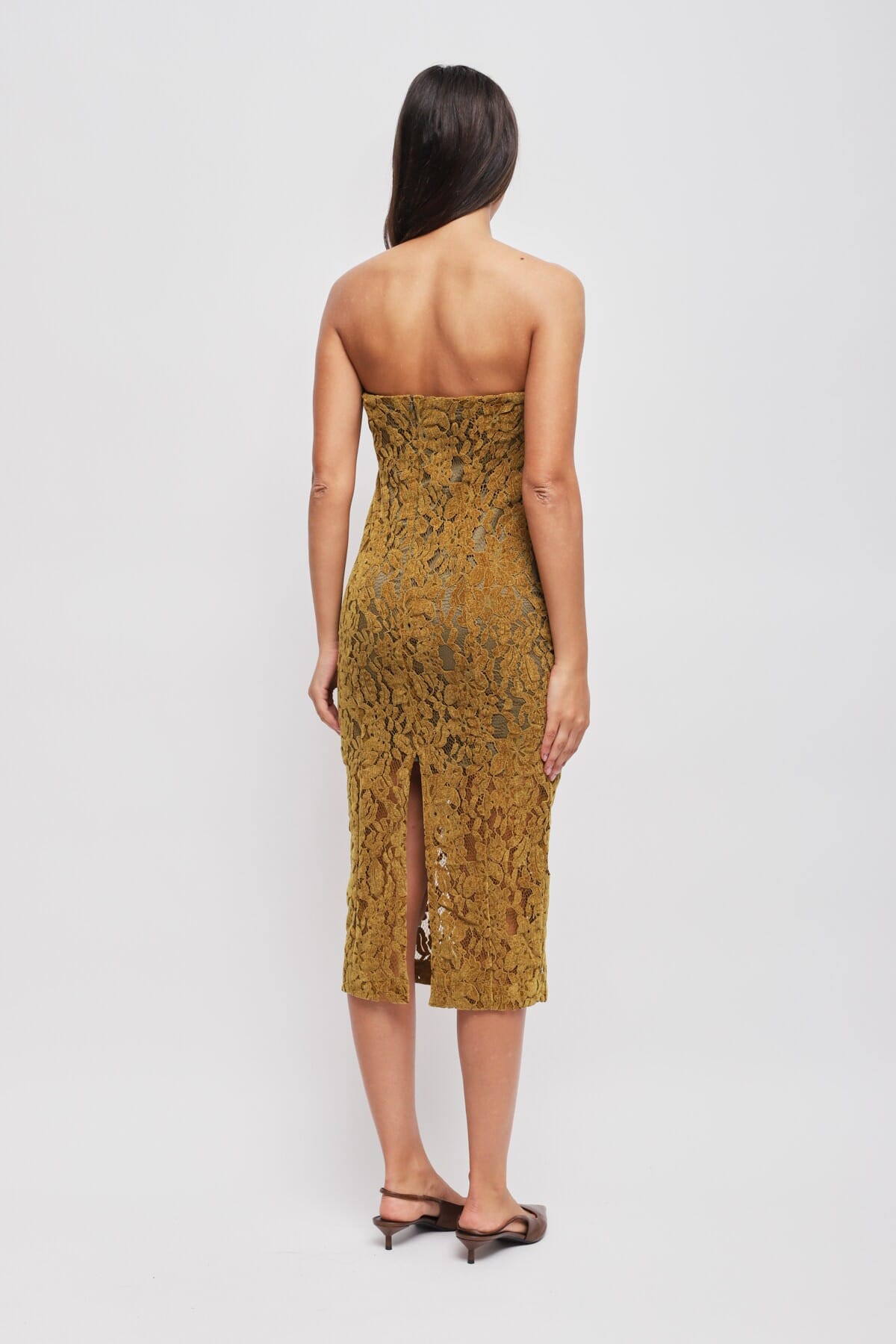 Strapless Lace Dress With Rhinestones Maryley