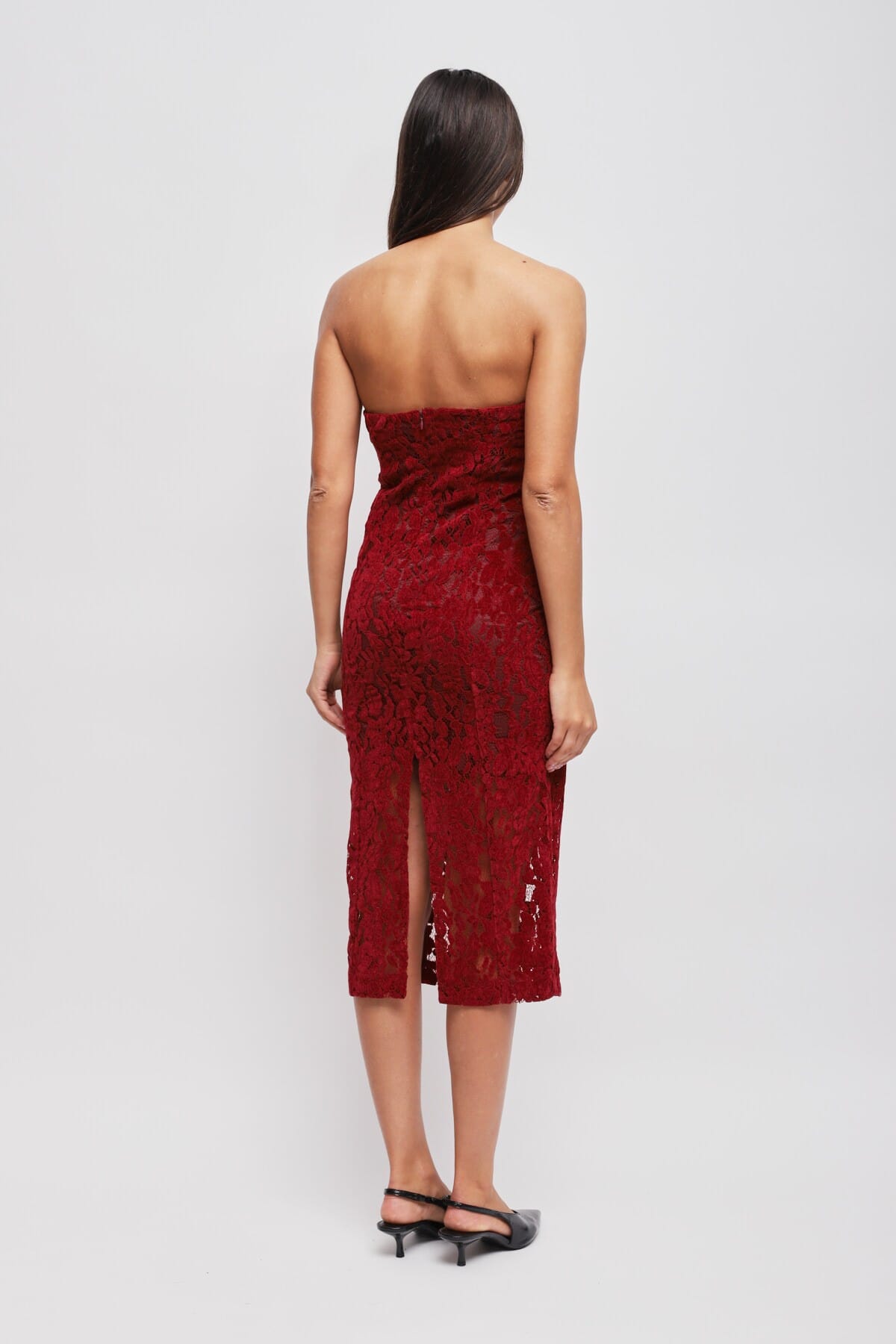 Strapless Lace Dress With Rhinestones Maryley