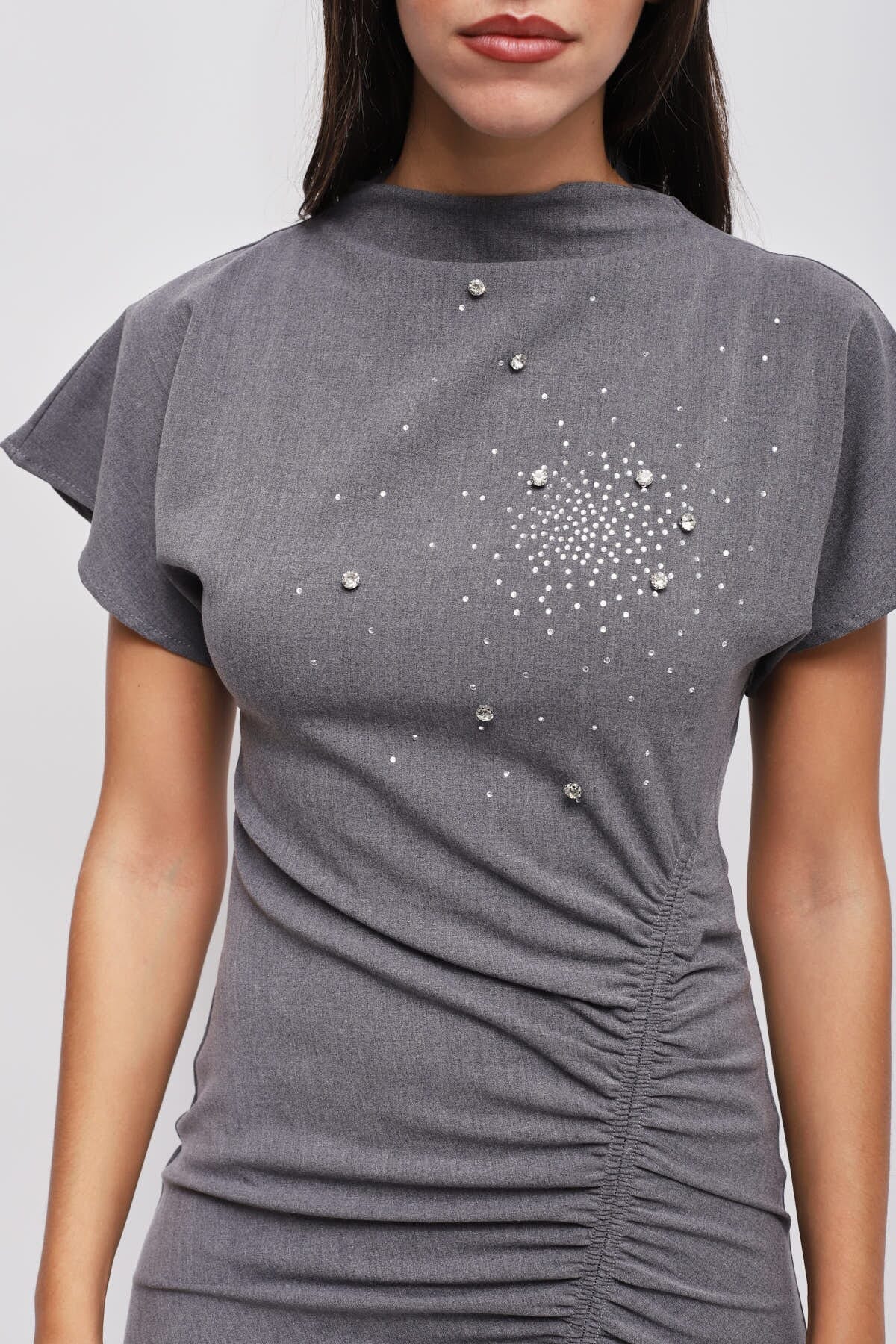 Robe courte drapée avec strass Maryley