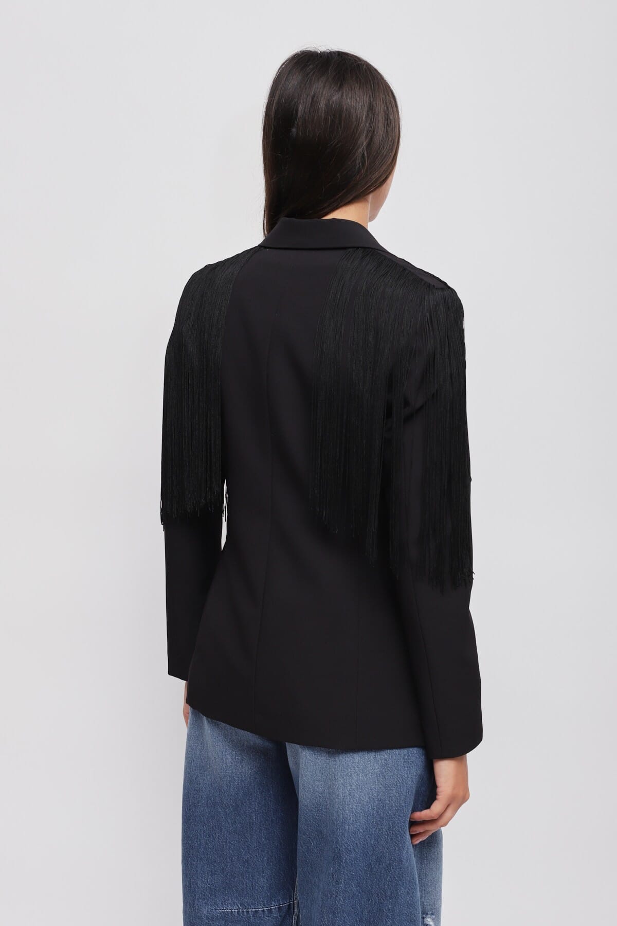 Maryley One-breasted Jacket With Fringes