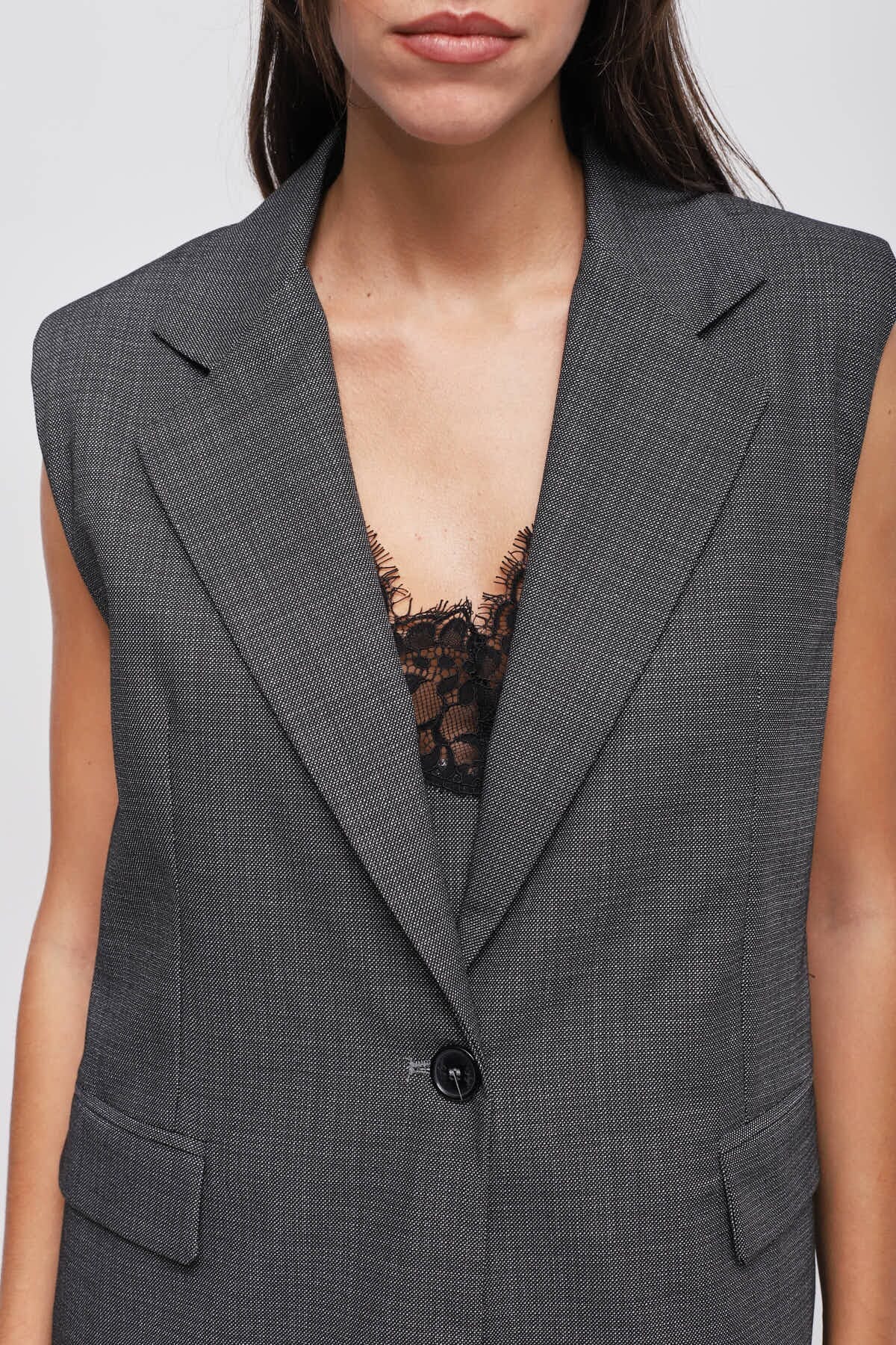 Maryley Gilet à simple boutonnage avec franges