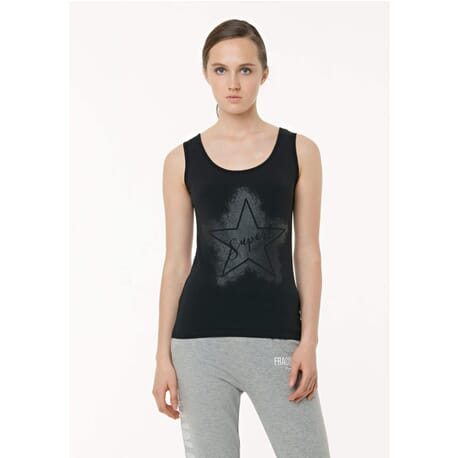 Black Tank Top With Graphic Fracomina