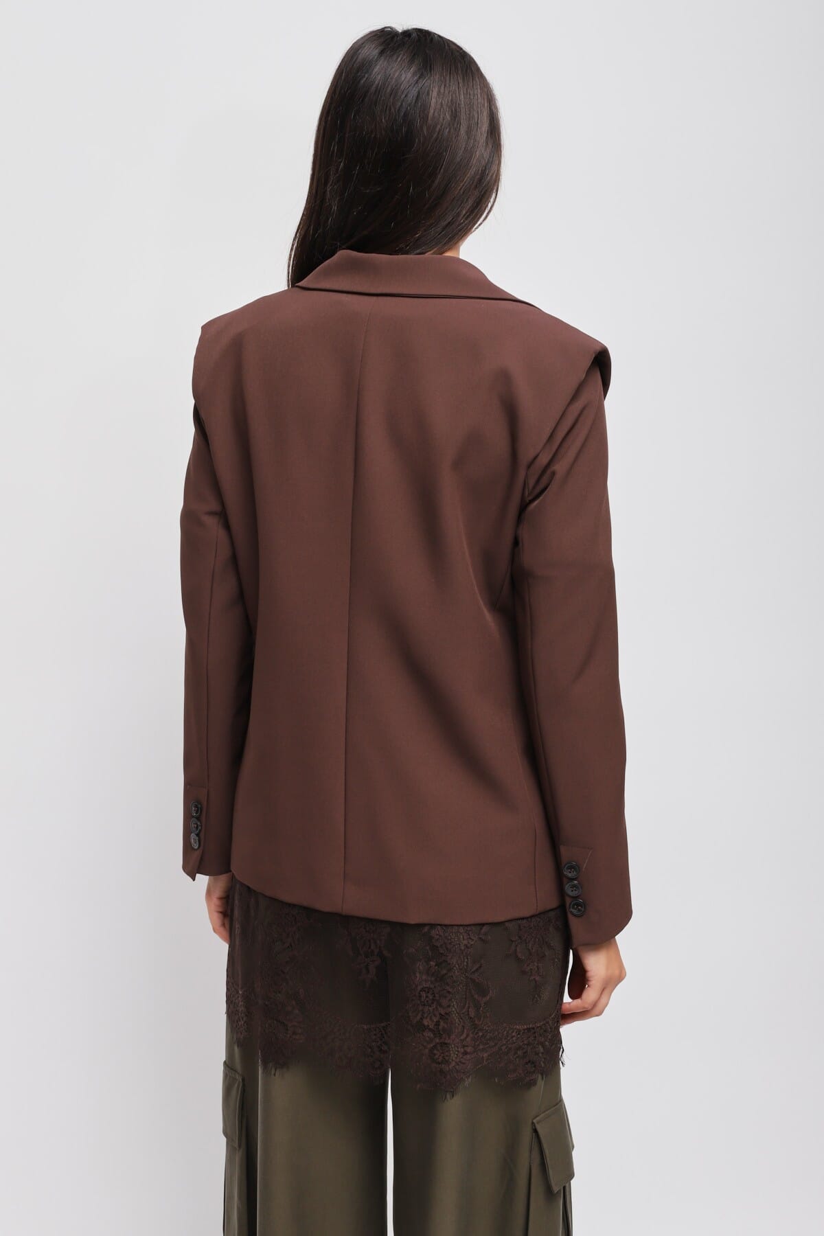 Maryley Lace Detail One-breasted Jacket