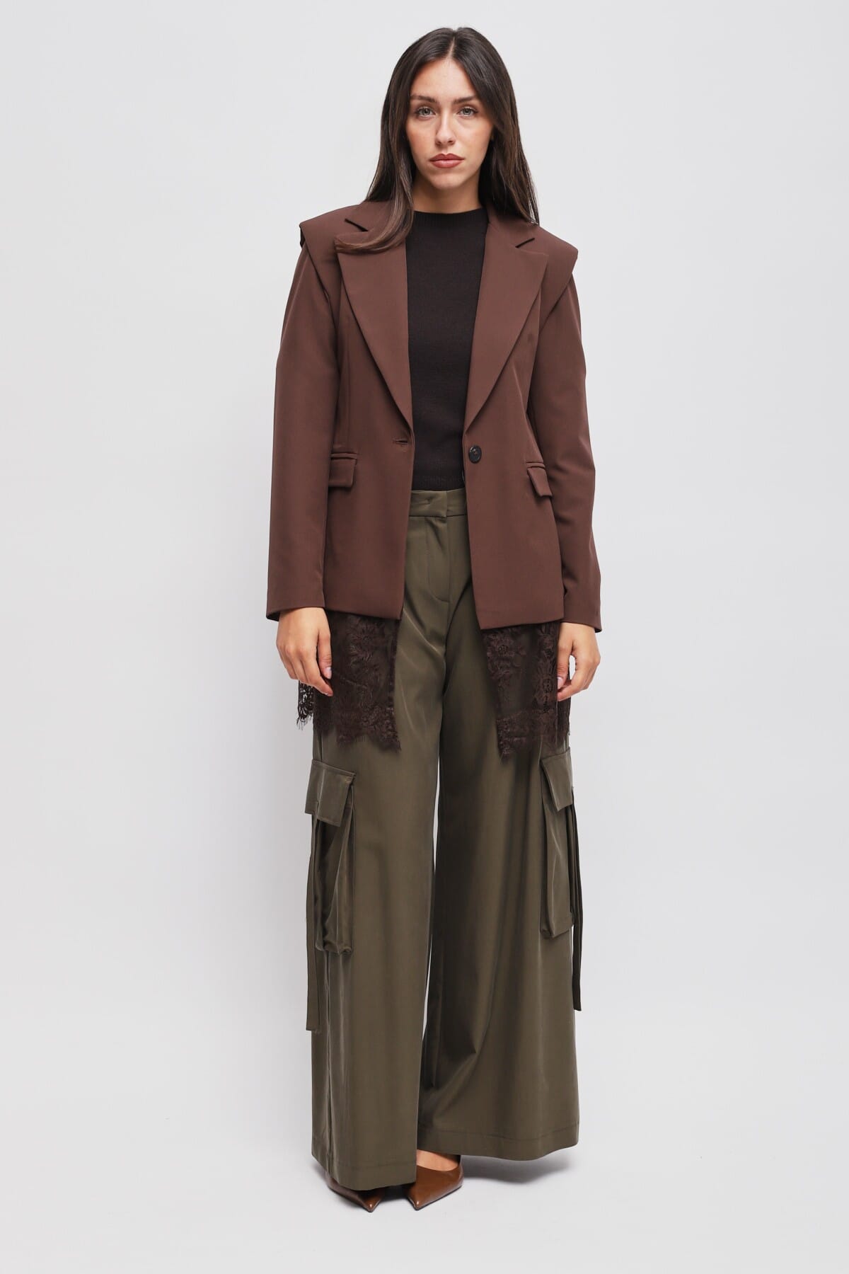 Maryley Lace Detail One-breasted Jacket