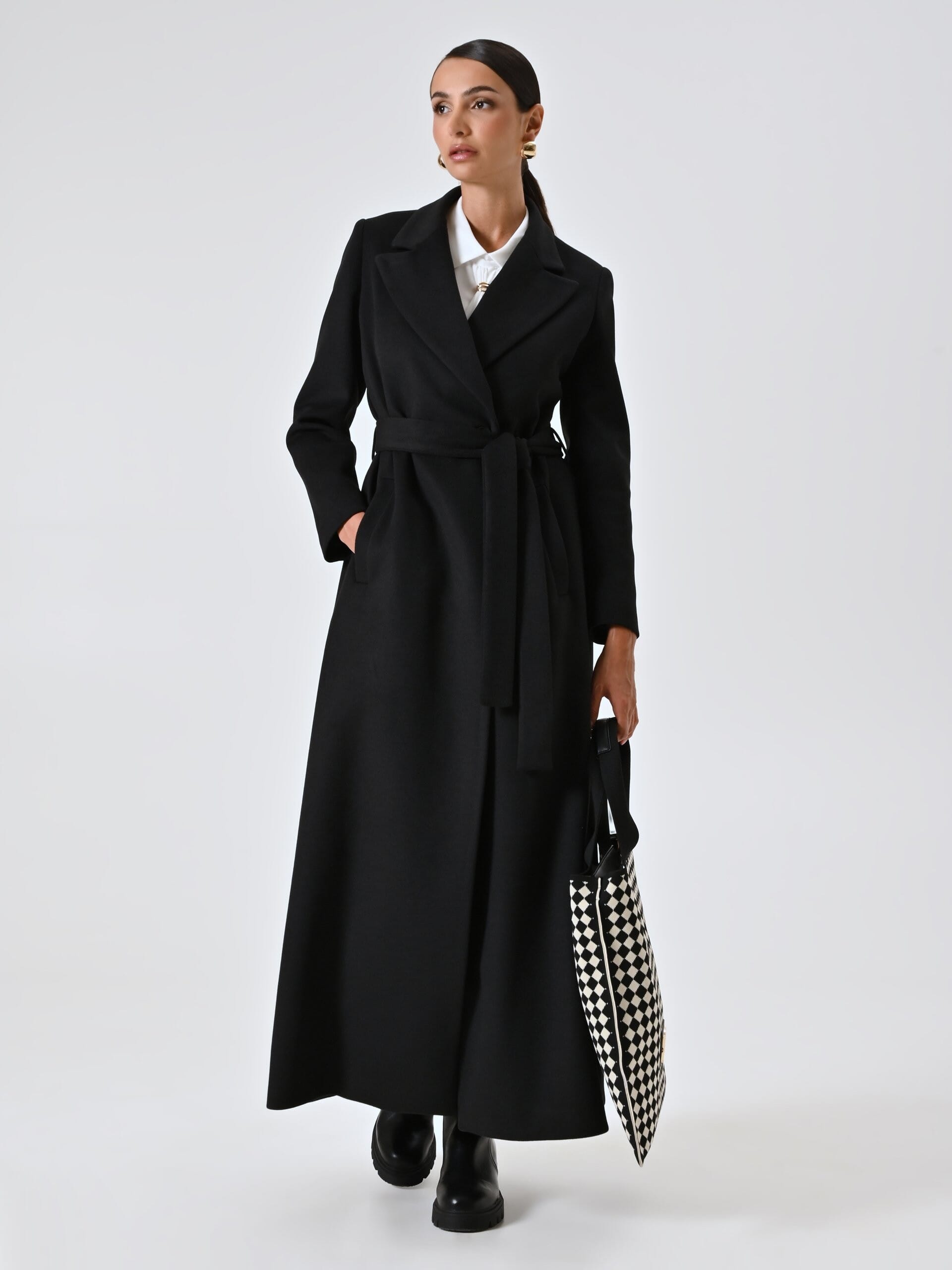 Cappotto Spolverino Extra Lungo In Velour Con Cintura Coordinata Rinascimento