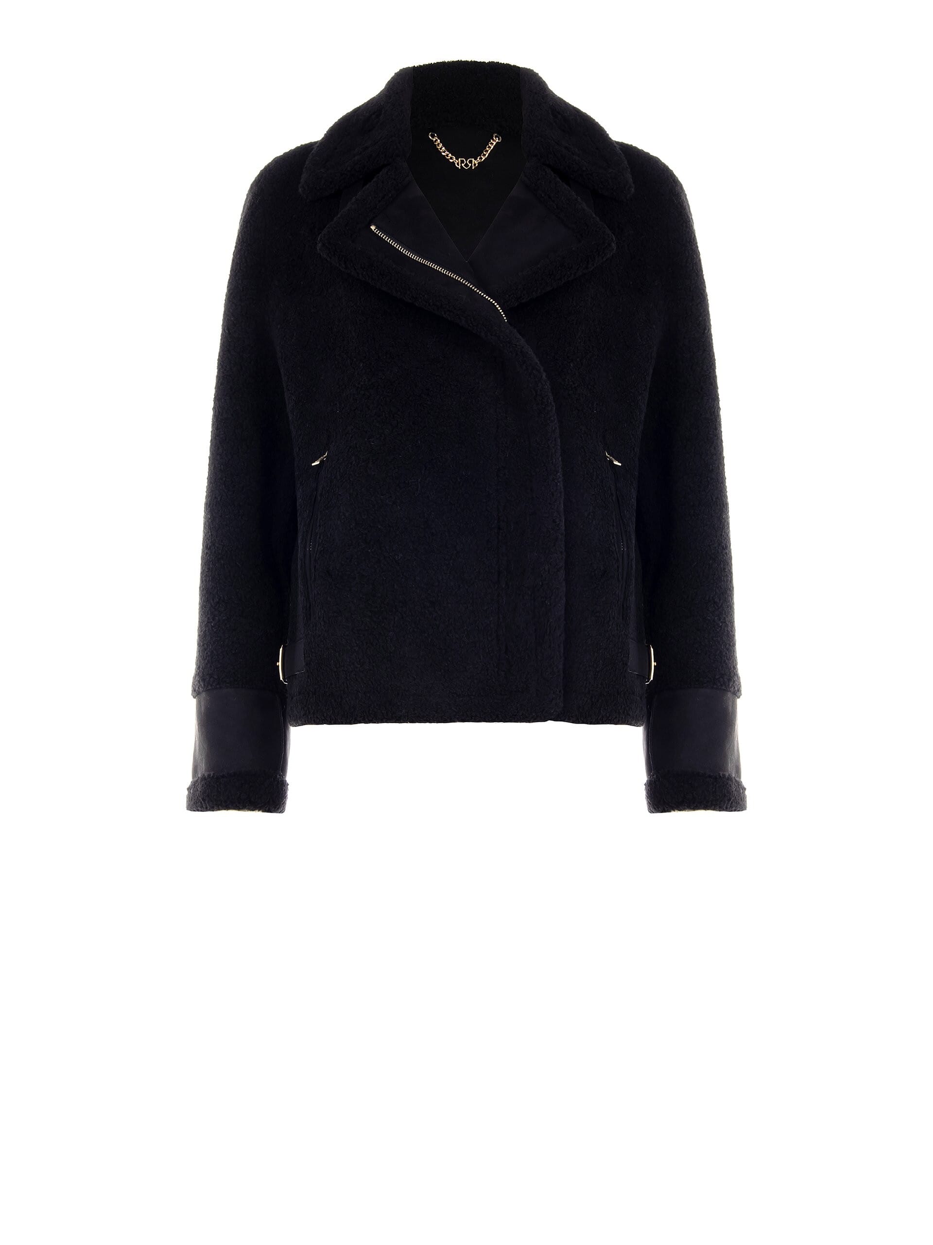 Cappotto Corto Stile Biker In Simil Montone Rinascimento