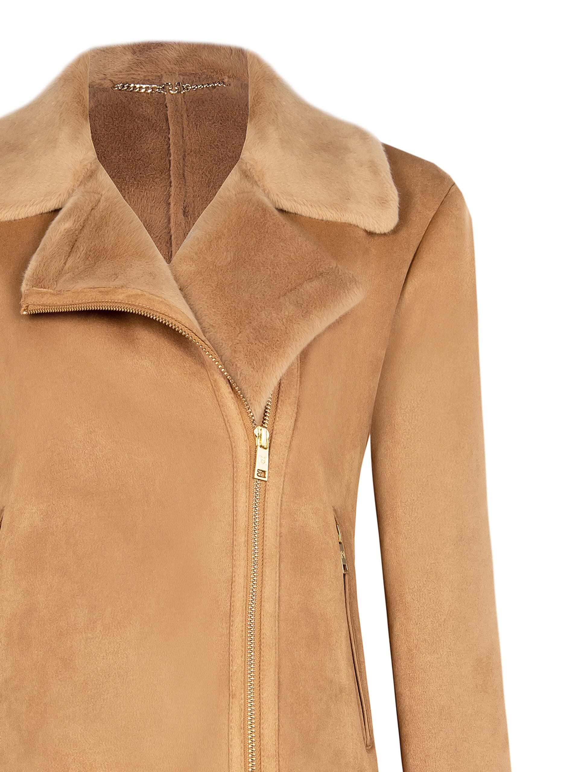 Short Sheepskin Coat With Synthetic Fur Detail Rinascimento