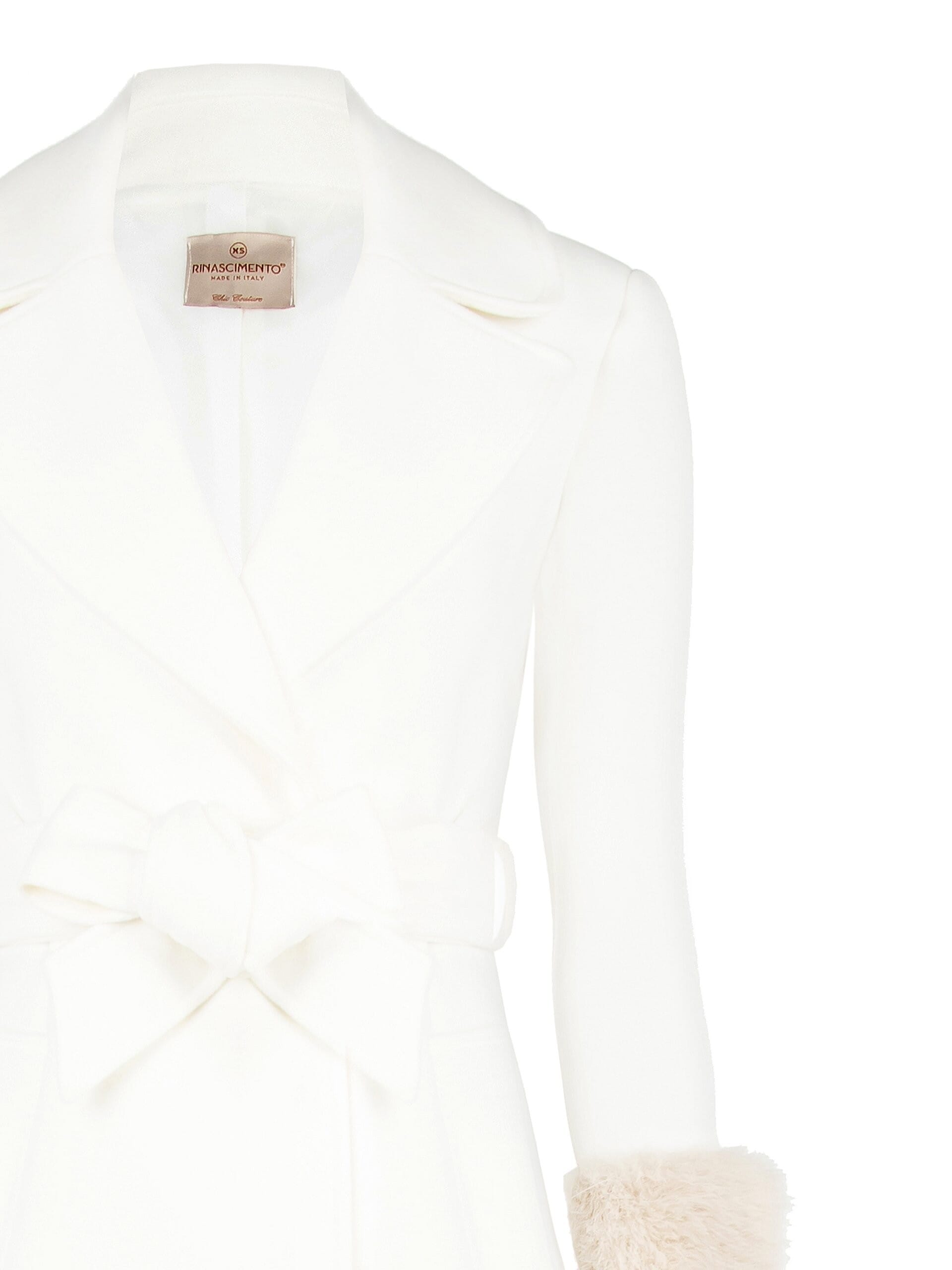 Manteau long en velours avec poignets en fausse fourrure et ceinture coordonnée Rinascimento