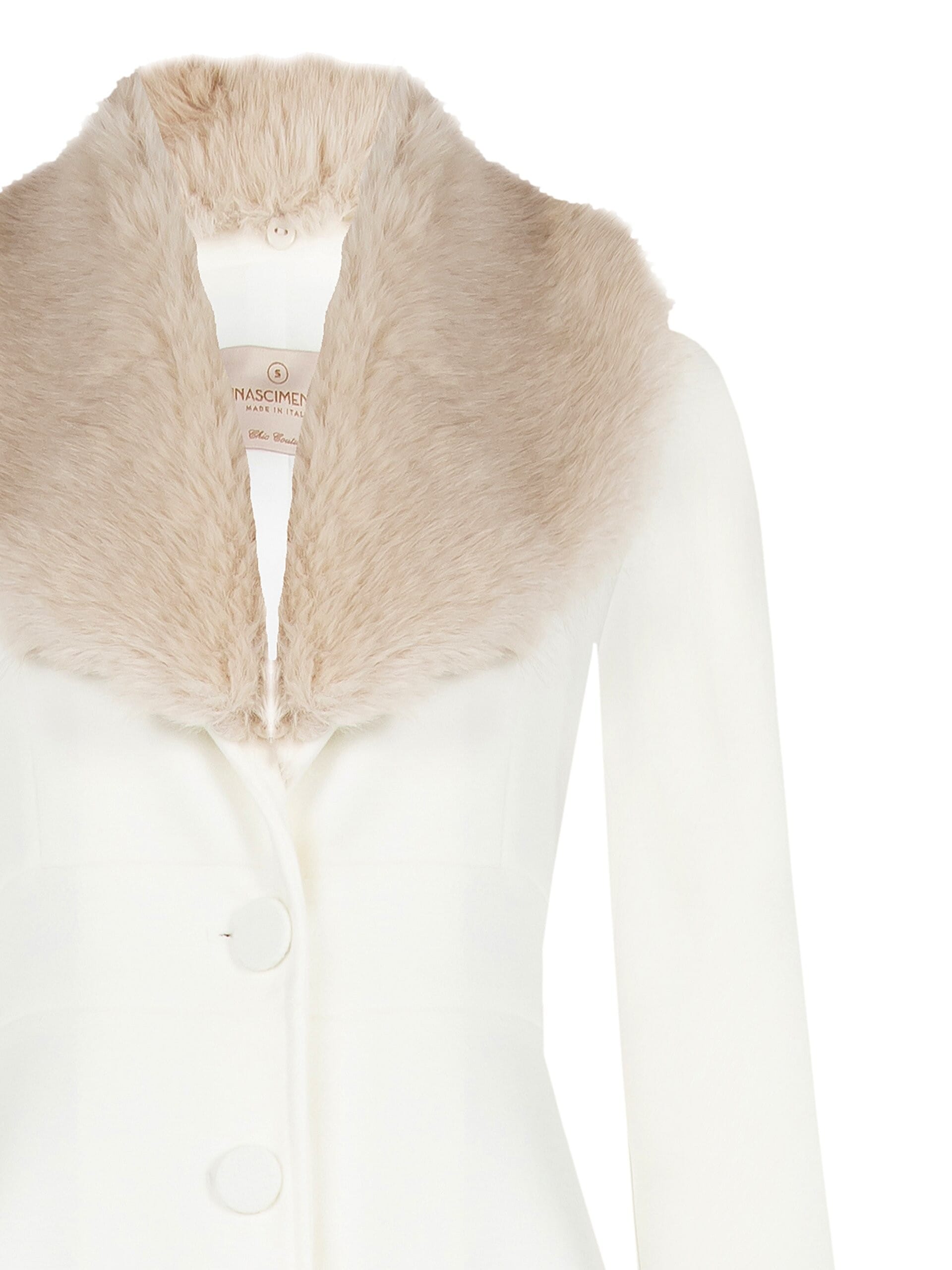 Rinascimento Manteau long plié en velours à col en fausse fourrure amovible