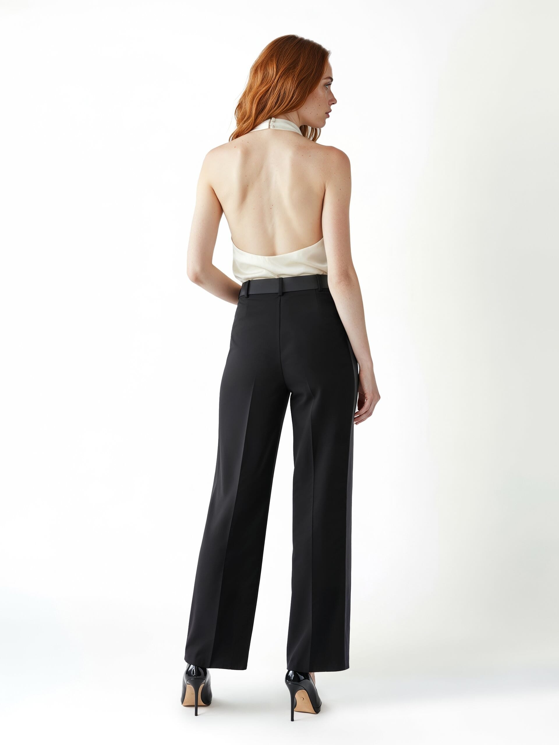 Top plissé en satin à dos ouvert Rinascimento