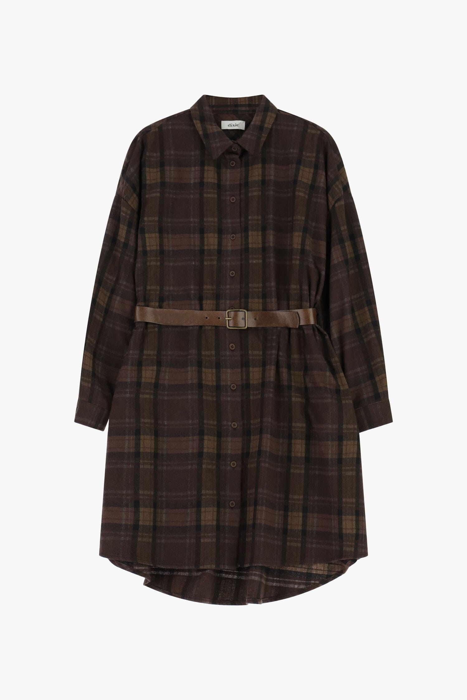 Abito Corto A Quadri Con Cintura E Bottoni Dixie