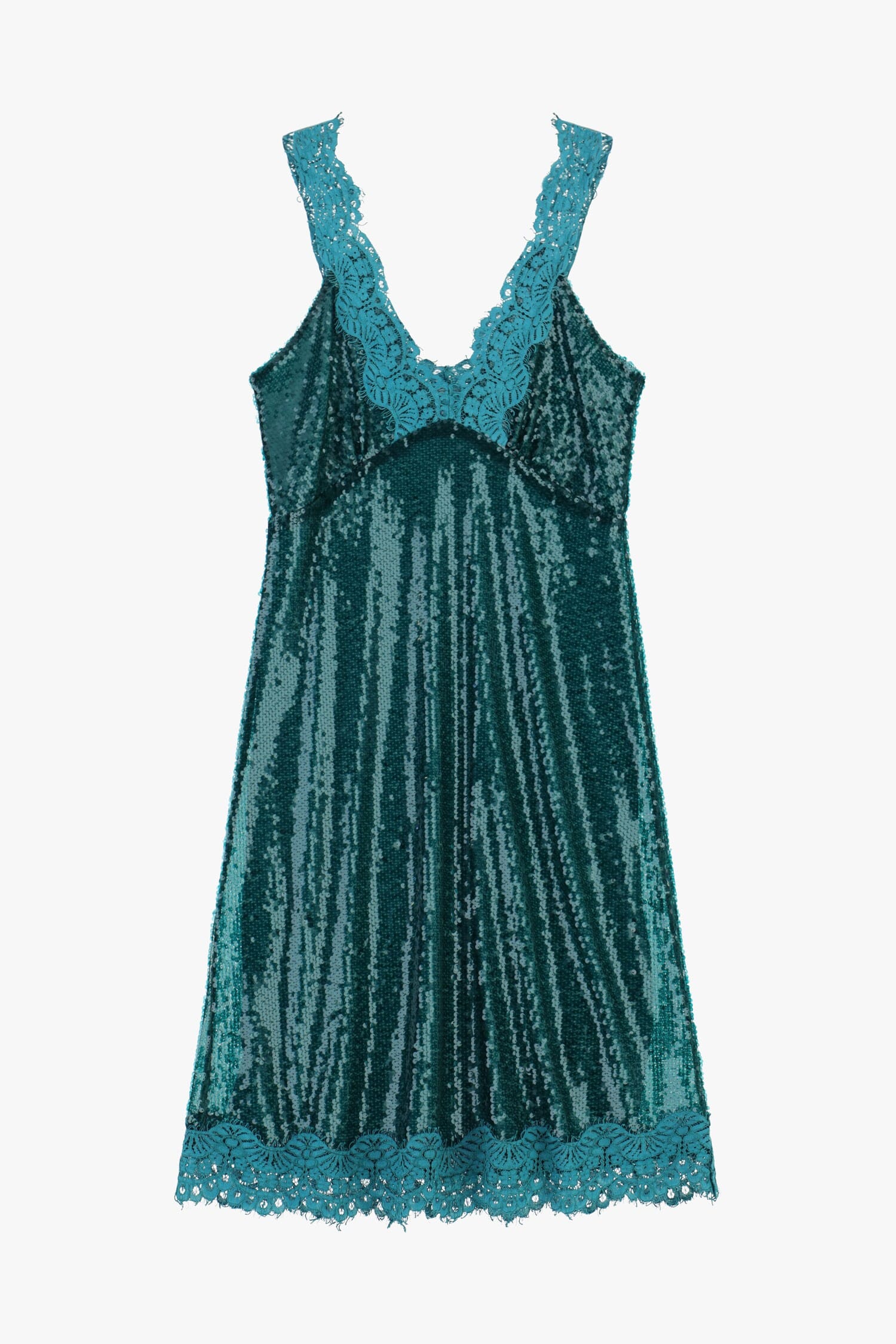 Abito Corto Con Paillettes E Bordi In Pizzo Dixie