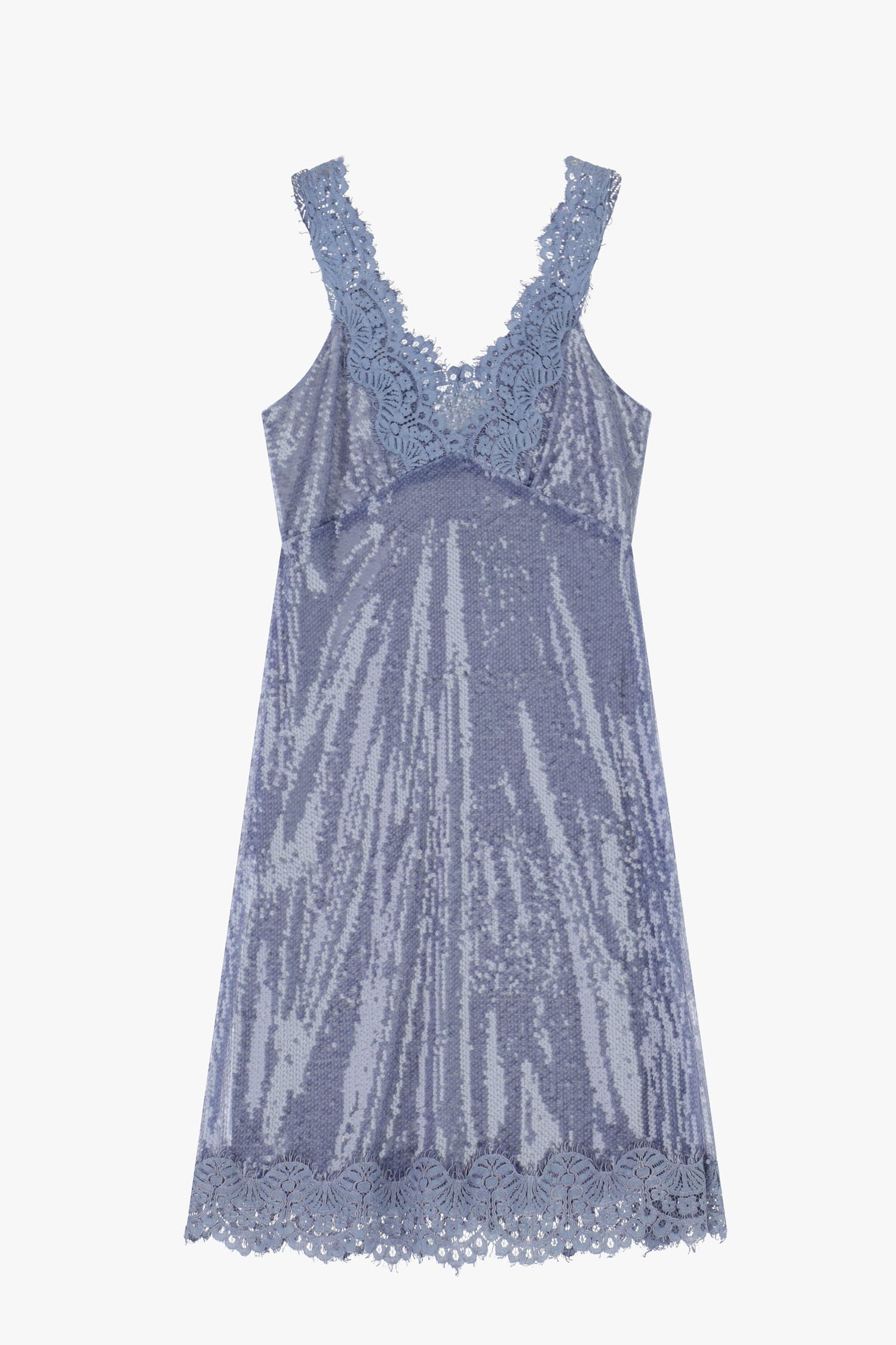 Abito Corto Con Paillettes E Bordi In Pizzo Dixie