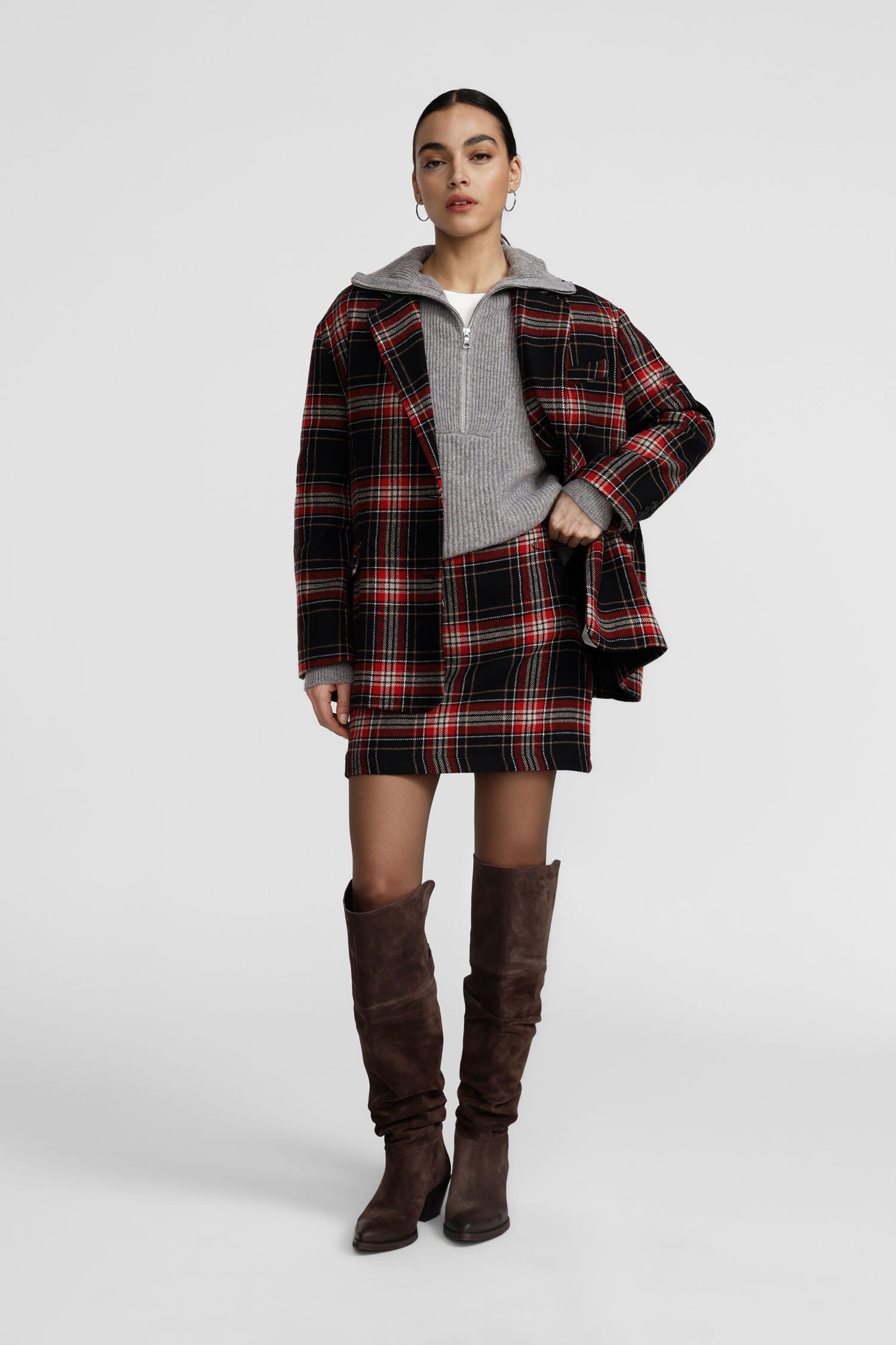 Dixie Straight Fit Plaid Short Skirt