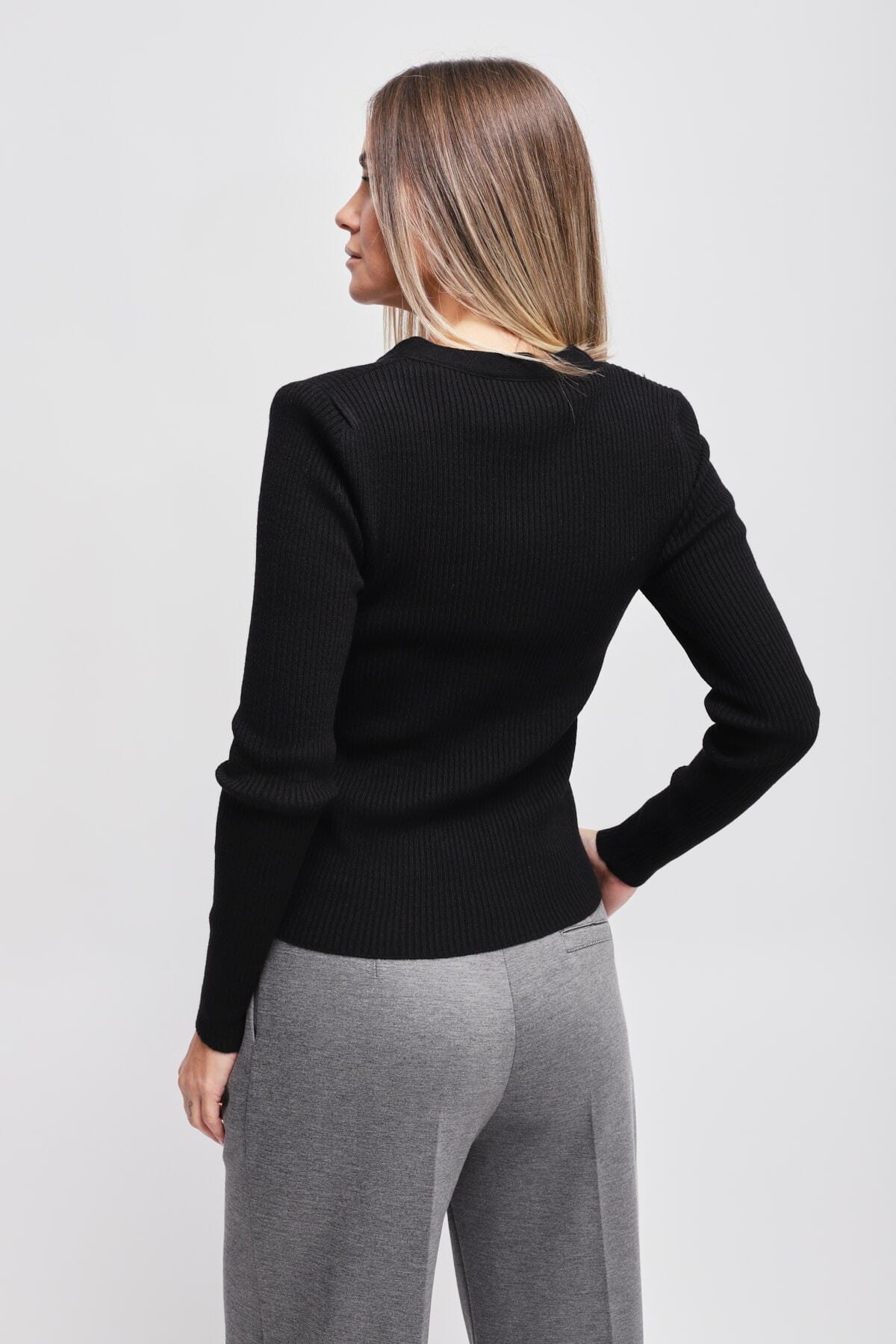 Maryley - Tricot côtelé avec encolure en dentelle