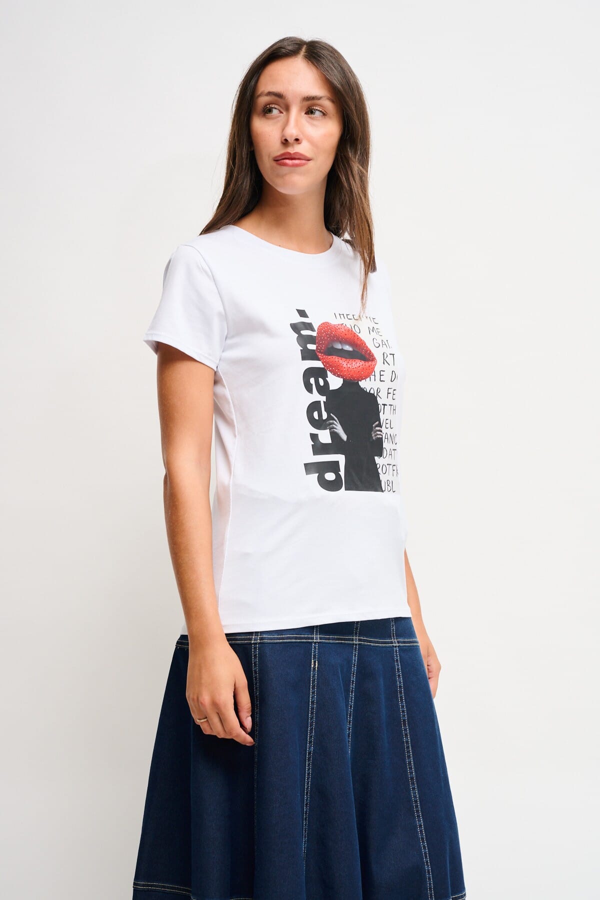 T-Shirt en coton avec imprimé et strass Maryley