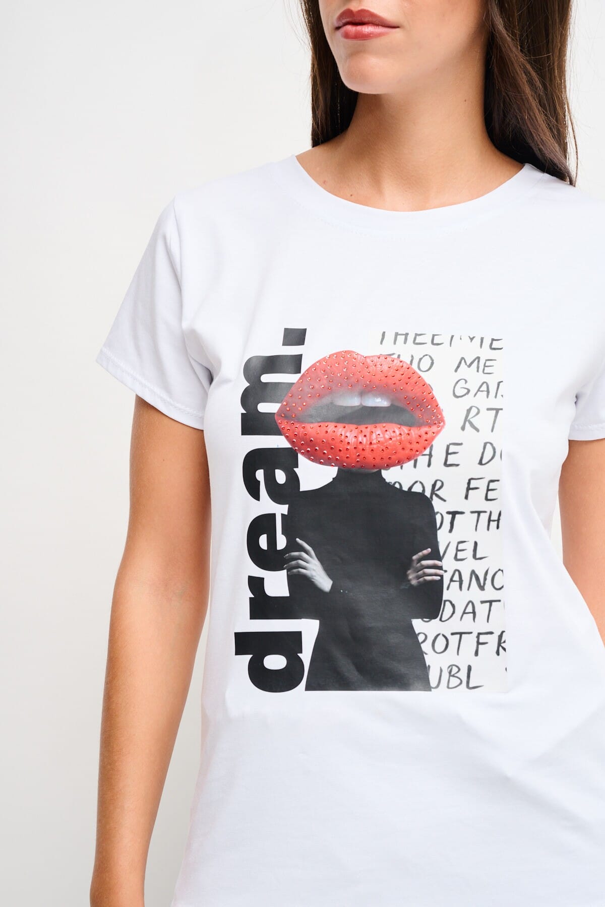 T-Shirt en coton avec imprimé et strass Maryley