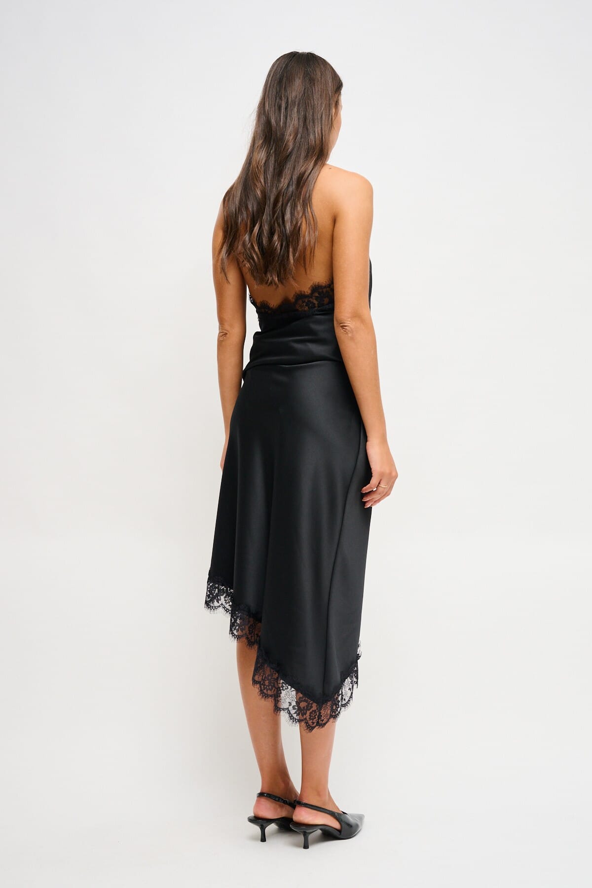 Gonna In Raso Con Finiture In Pizzo Maryley